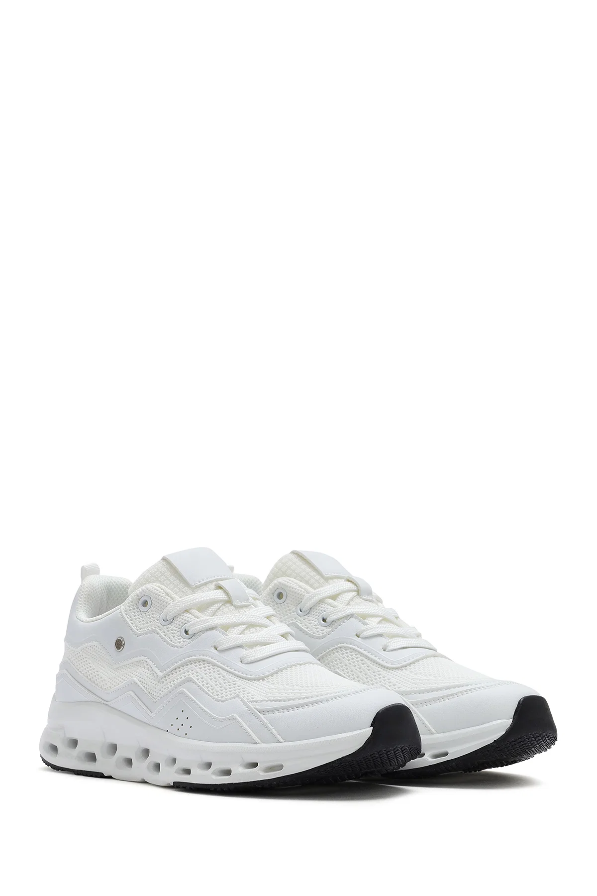Kadın Bej Bağcıklı Kalın Tabanlı Sneaker - Image 3