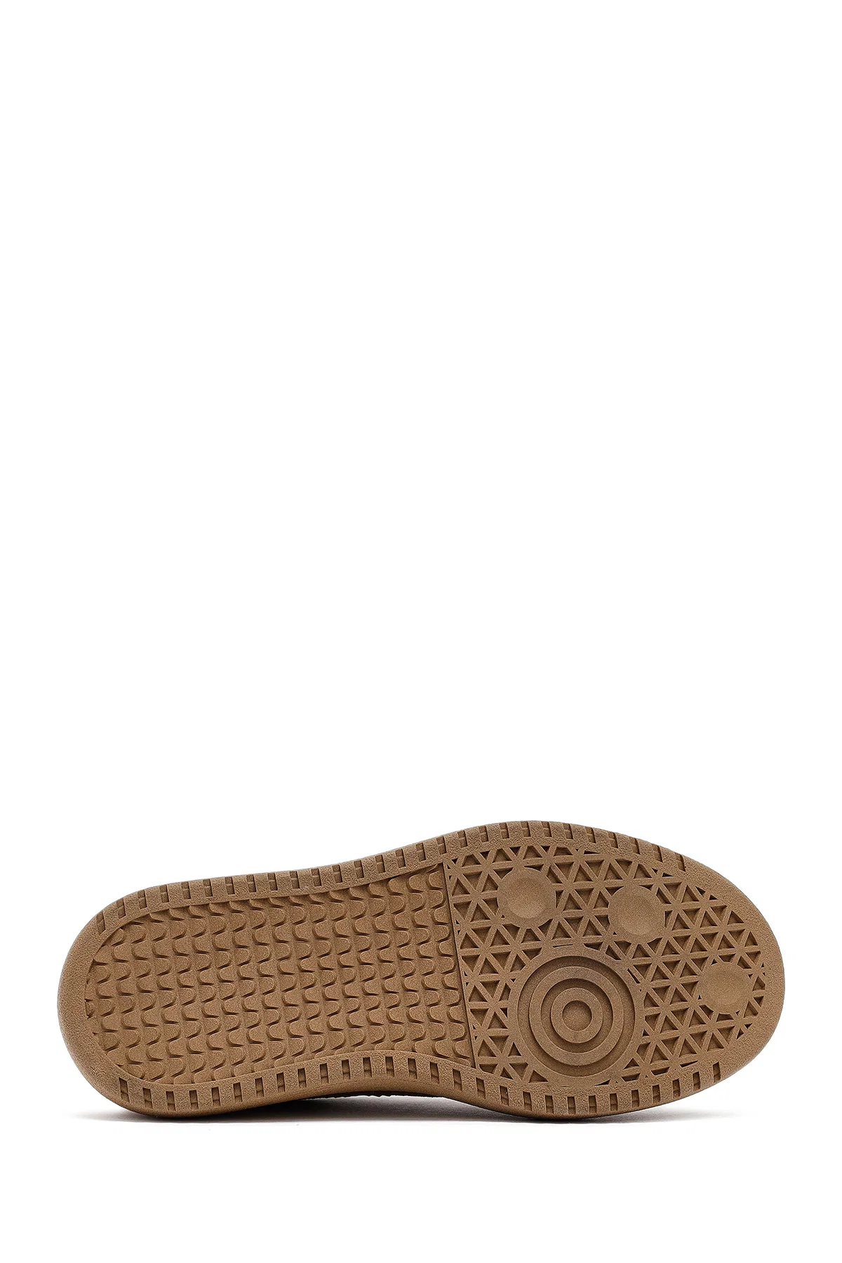 Kadın Bej Bağcıklı Kalın Tabanlı Süet Deri Sneaker - Image 4