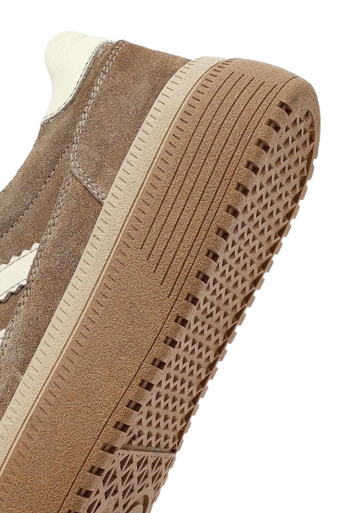 Kadın Bej Bağcıklı Kalın Tabanlı Süet Deri Sneaker - Image 8