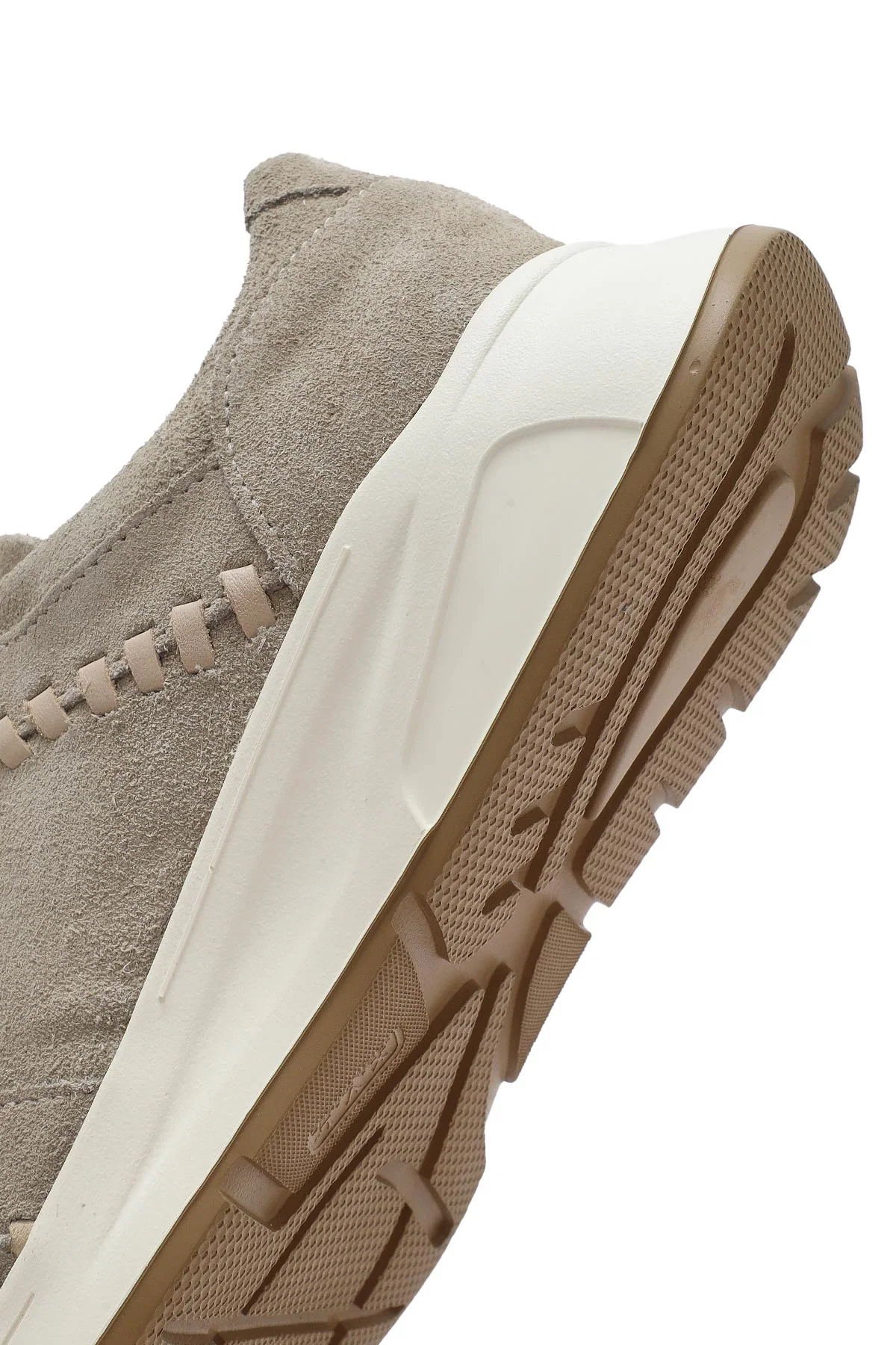 Kadın Bej Bağcıklı Kalın Tabanlı Süet Deri Sneaker - Image 10