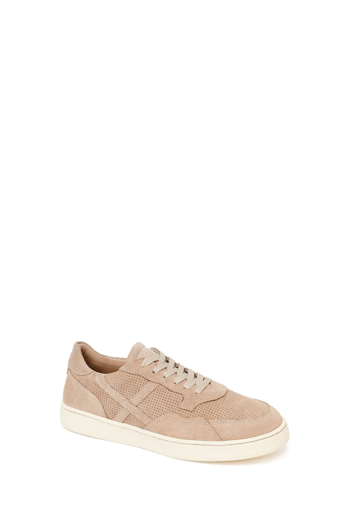 Kadın Bej Bağcıklı Kalın Tabanlı Süet Deri Sneaker - Image 7