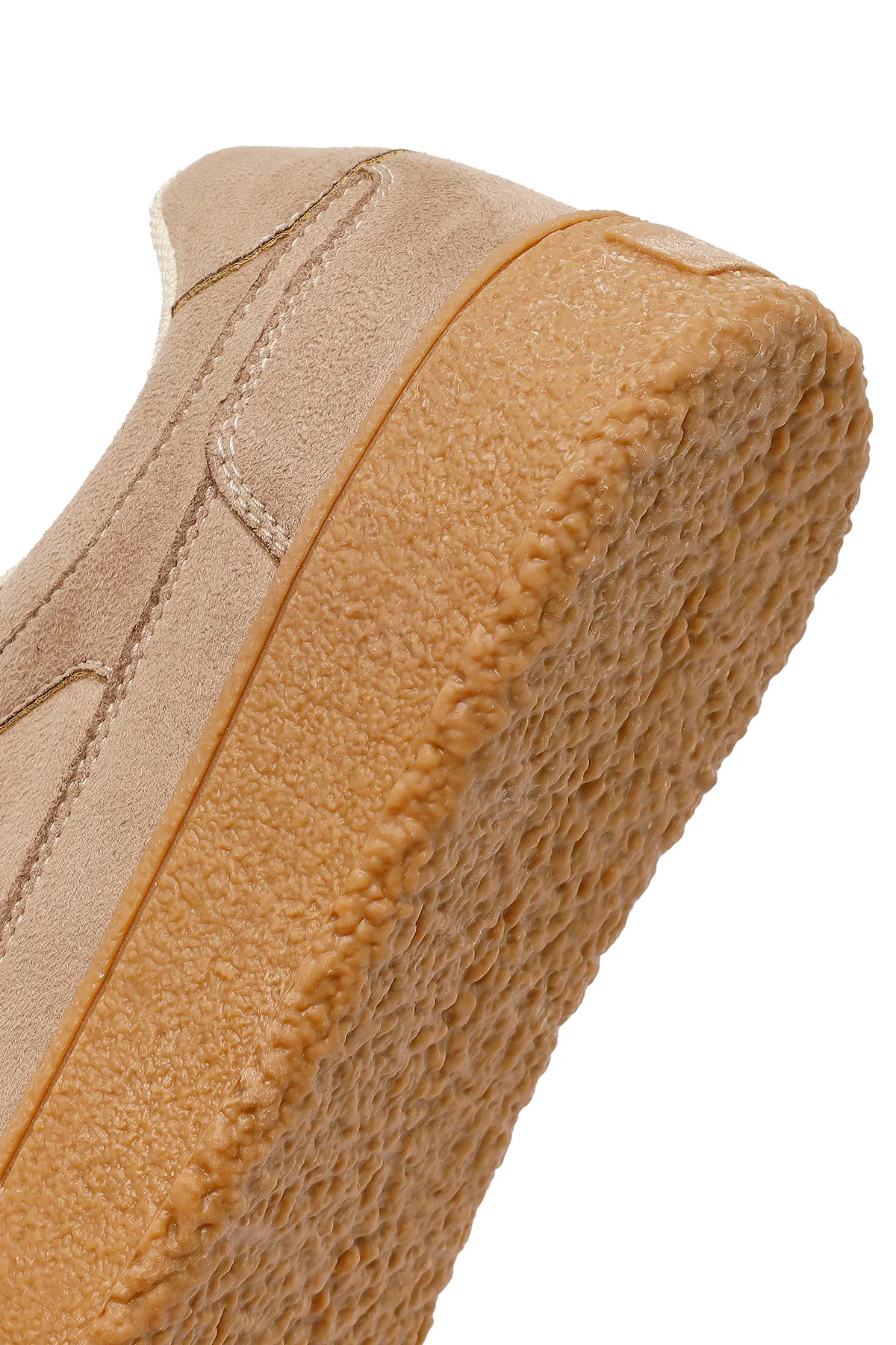 Kadın Bej Bağcıklı Kalın Tabanlı Süet Sneaker - Image 9