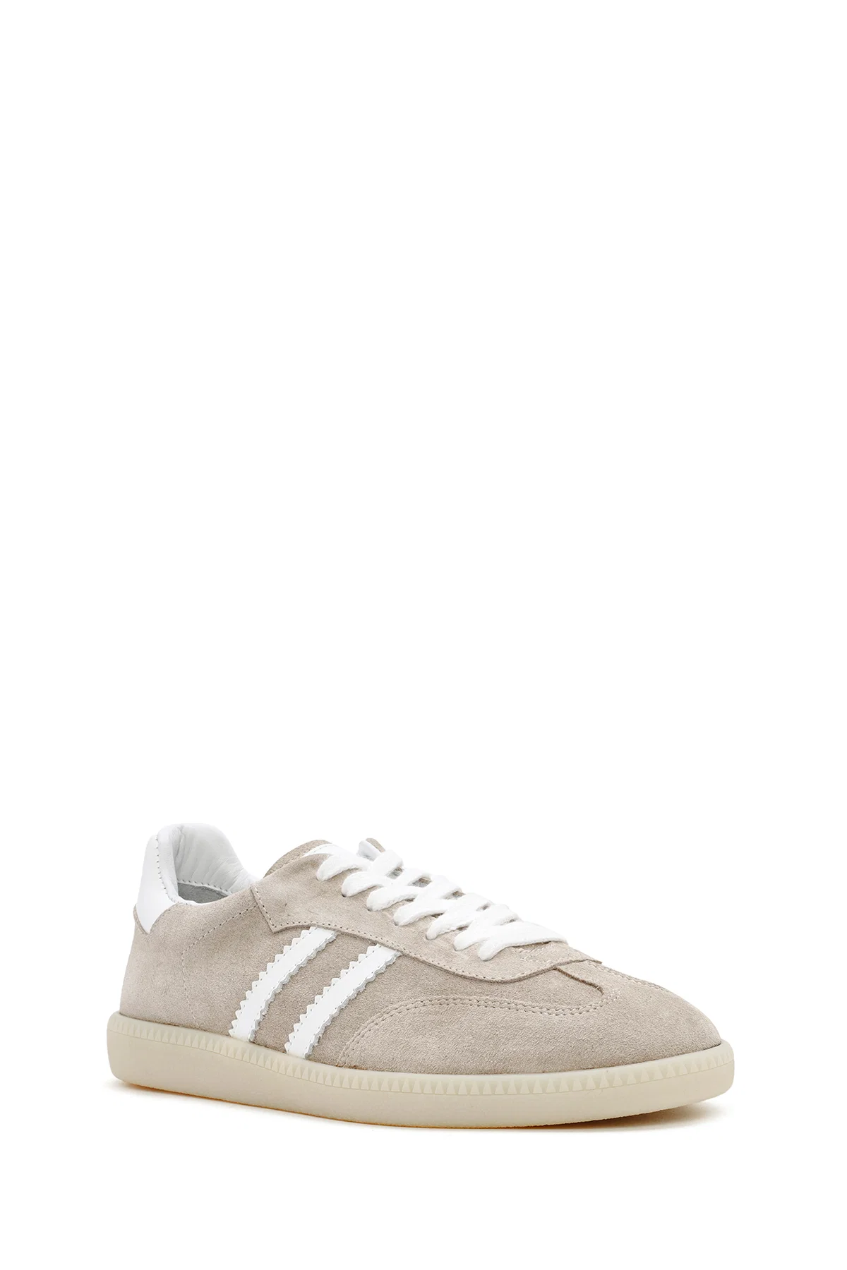 Kadın Bej Bağcıklı Süet Deri Sneaker - Image 6