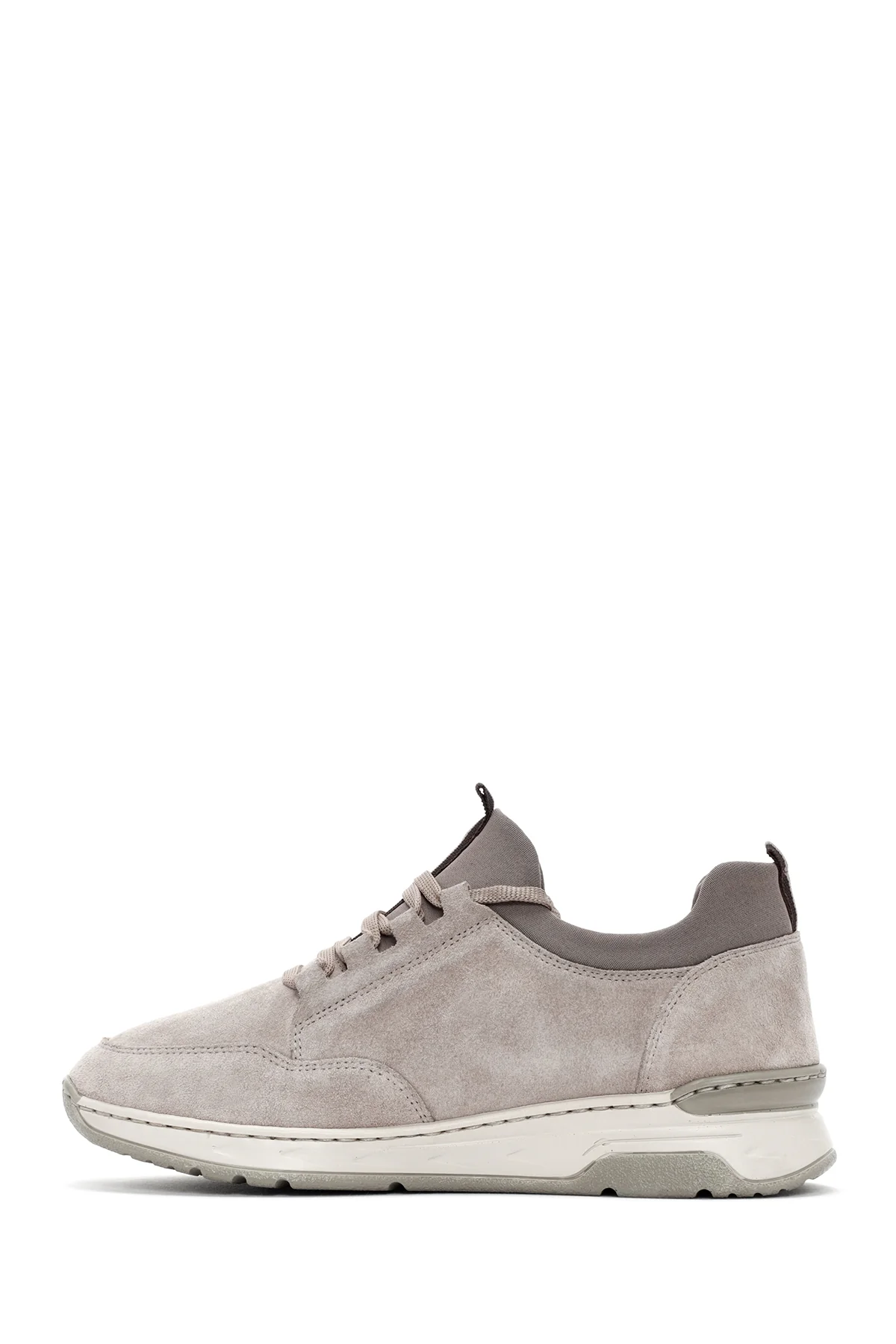 Kadın Bej Bağcıklı Süet Deri Sneaker - Image 2
