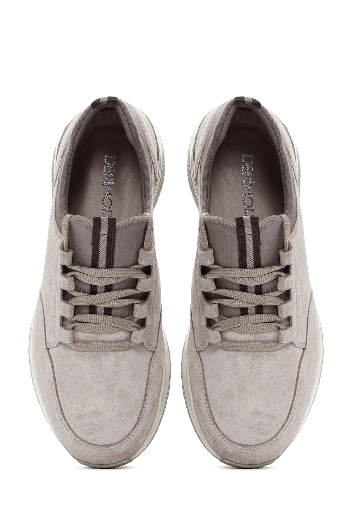 Kadın Bej Bağcıklı Süet Deri Sneaker - Image 7