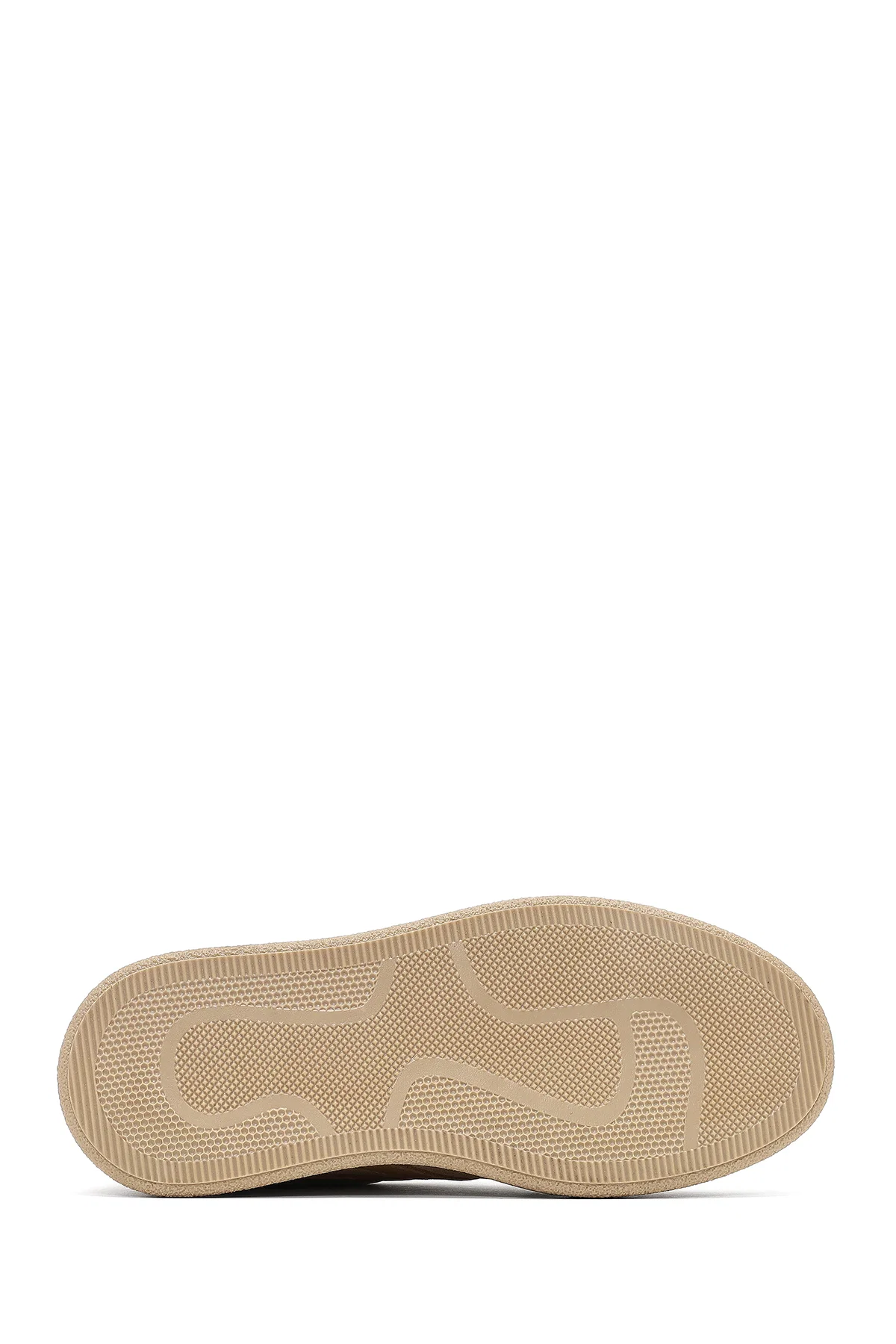 Kadın Bej Bağcıklı Süet Deri Sneaker - Image 4