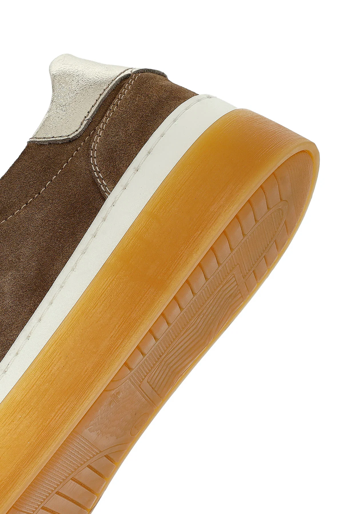 Kadın Bej Bağcıklı Süet Deri Sneaker - Image 8