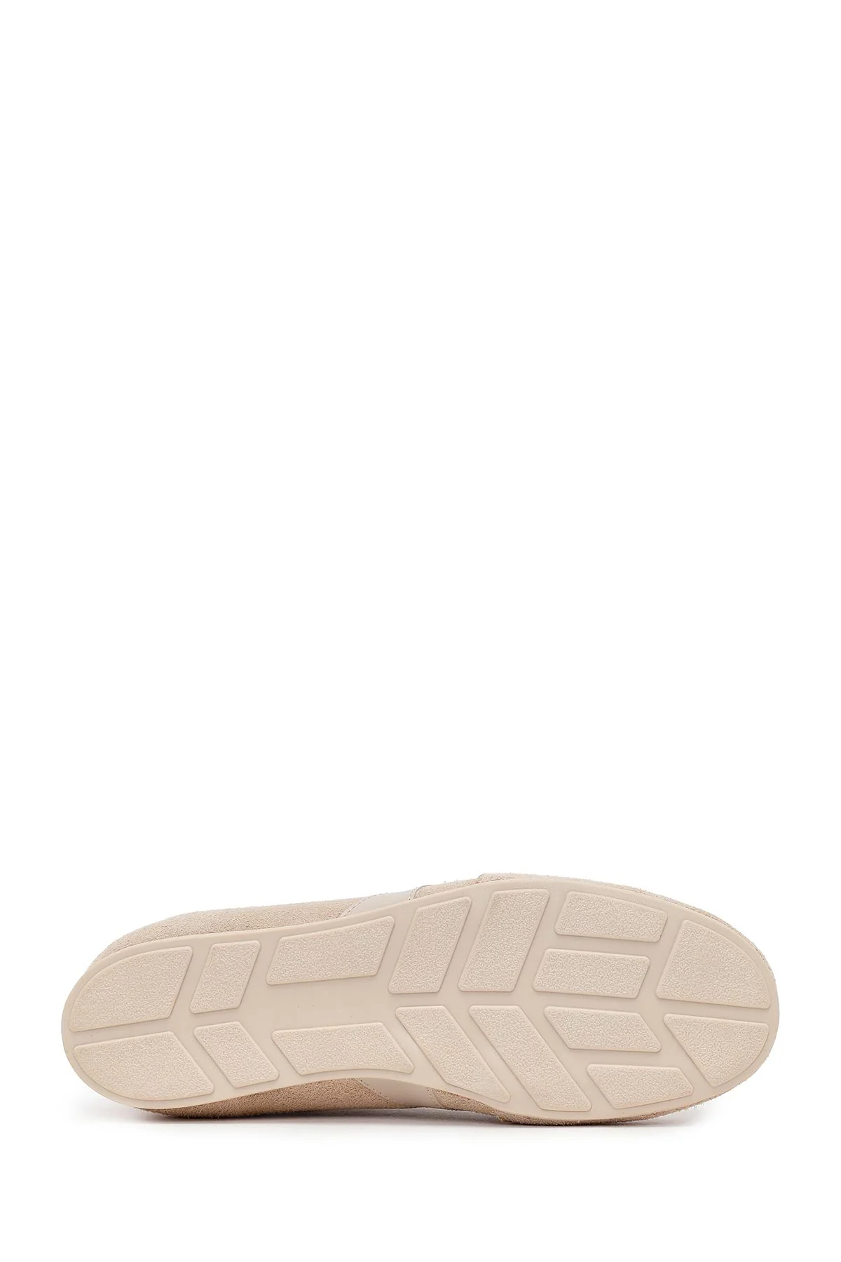Kadın Bej Bağcıklı Süet Deri Sneaker - Image 5
