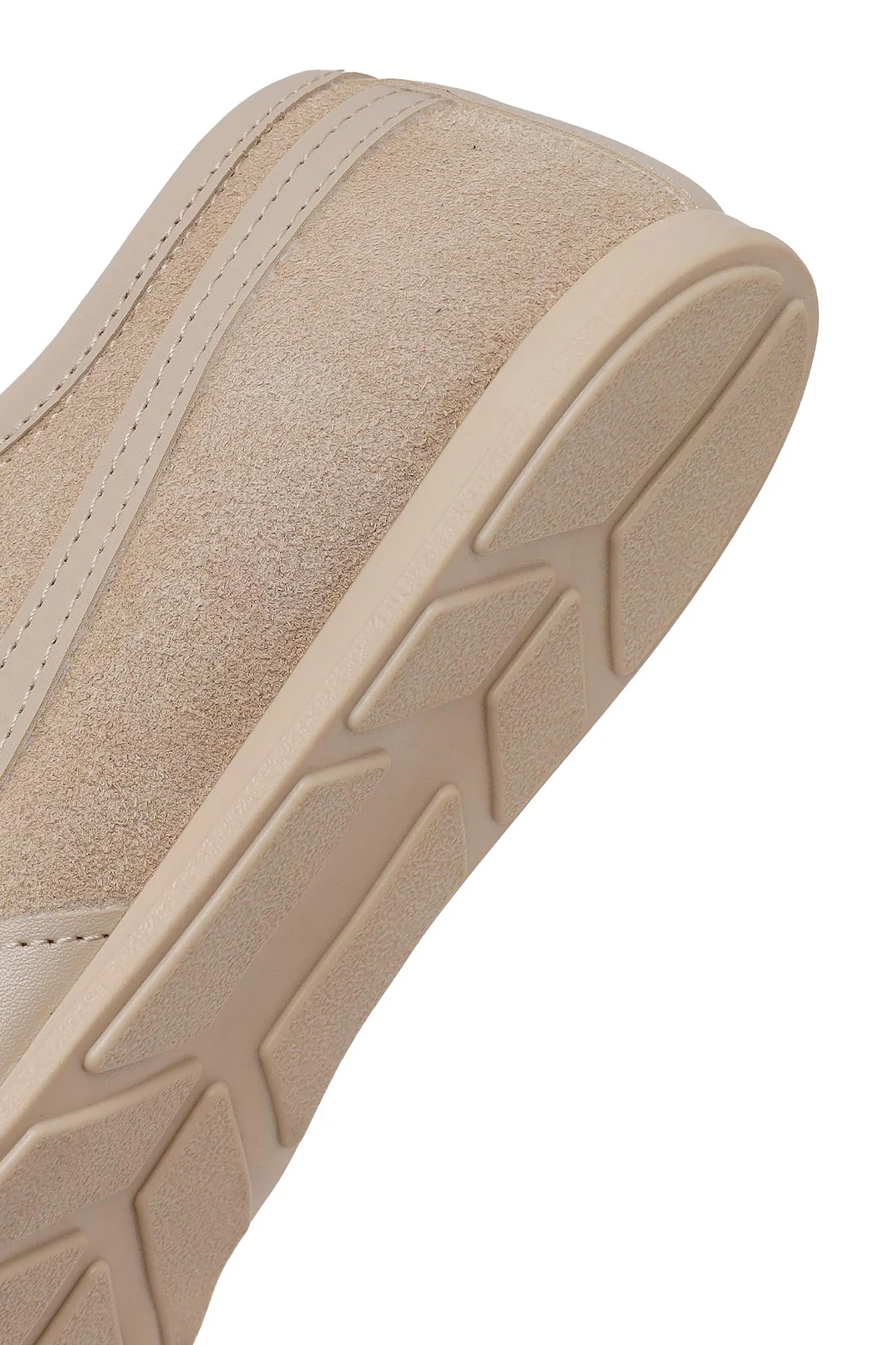 Kadın Bej Bağcıklı Süet Deri Sneaker - Image 8