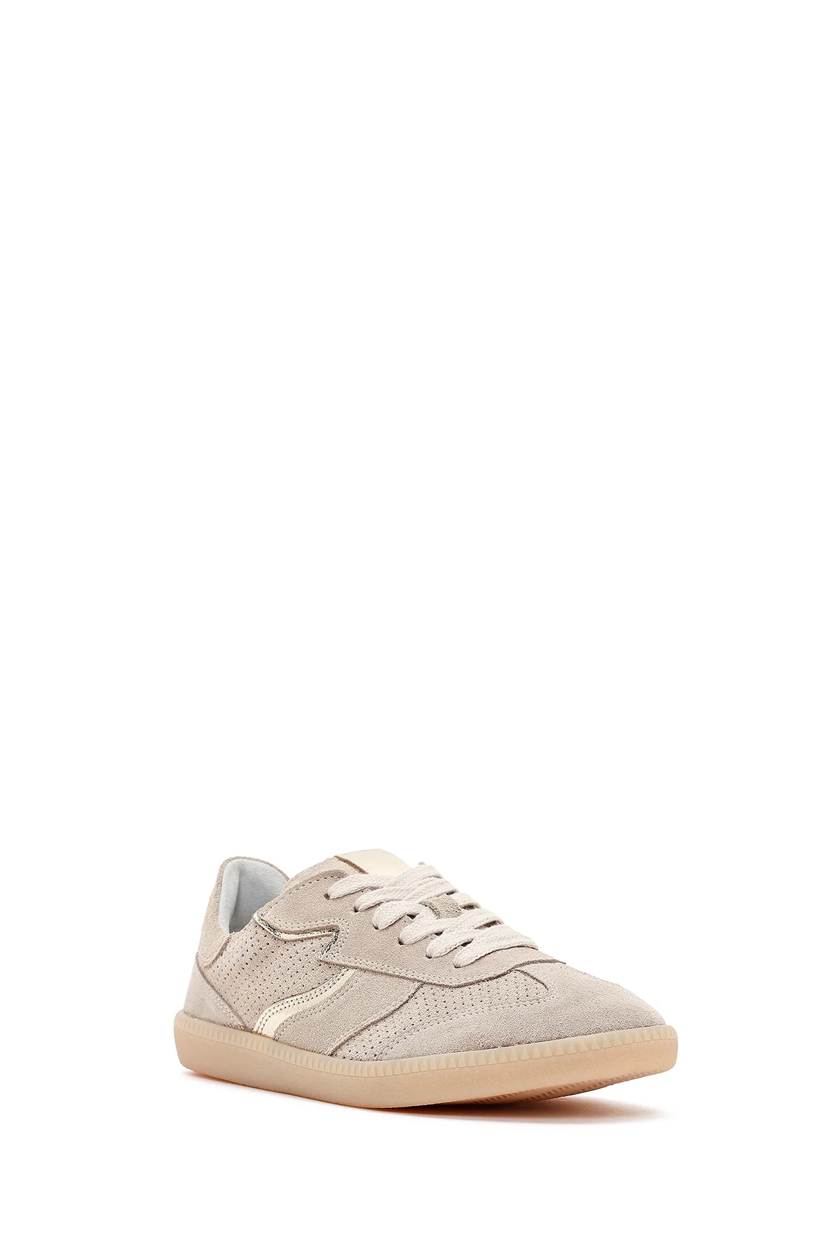Kadın Bej Bağcıklı Süet Deri Sneaker - Image 7