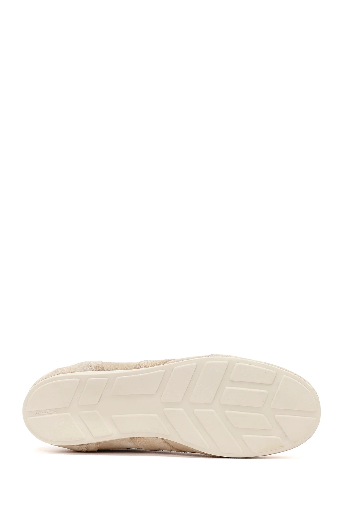 Kadın Bej Bağcıklı Süet Deri Sneaker - Image 5