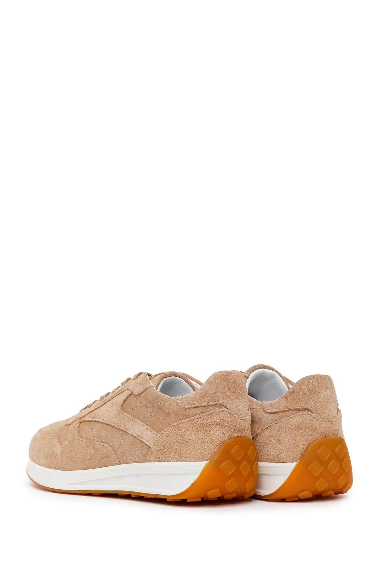 Kadın Bej Bağcıklı Süet Deri Sneaker - Image 6