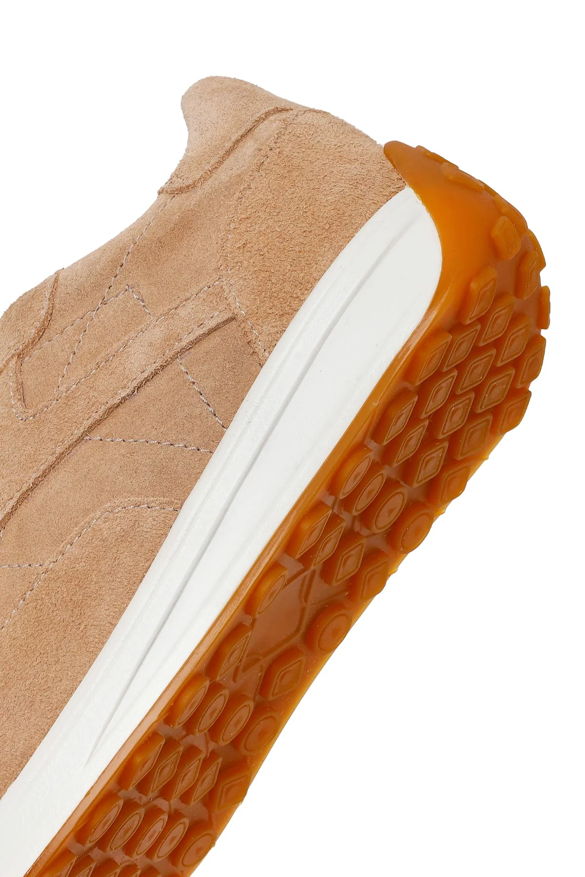 Kadın Bej Bağcıklı Süet Deri Sneaker - Image 8