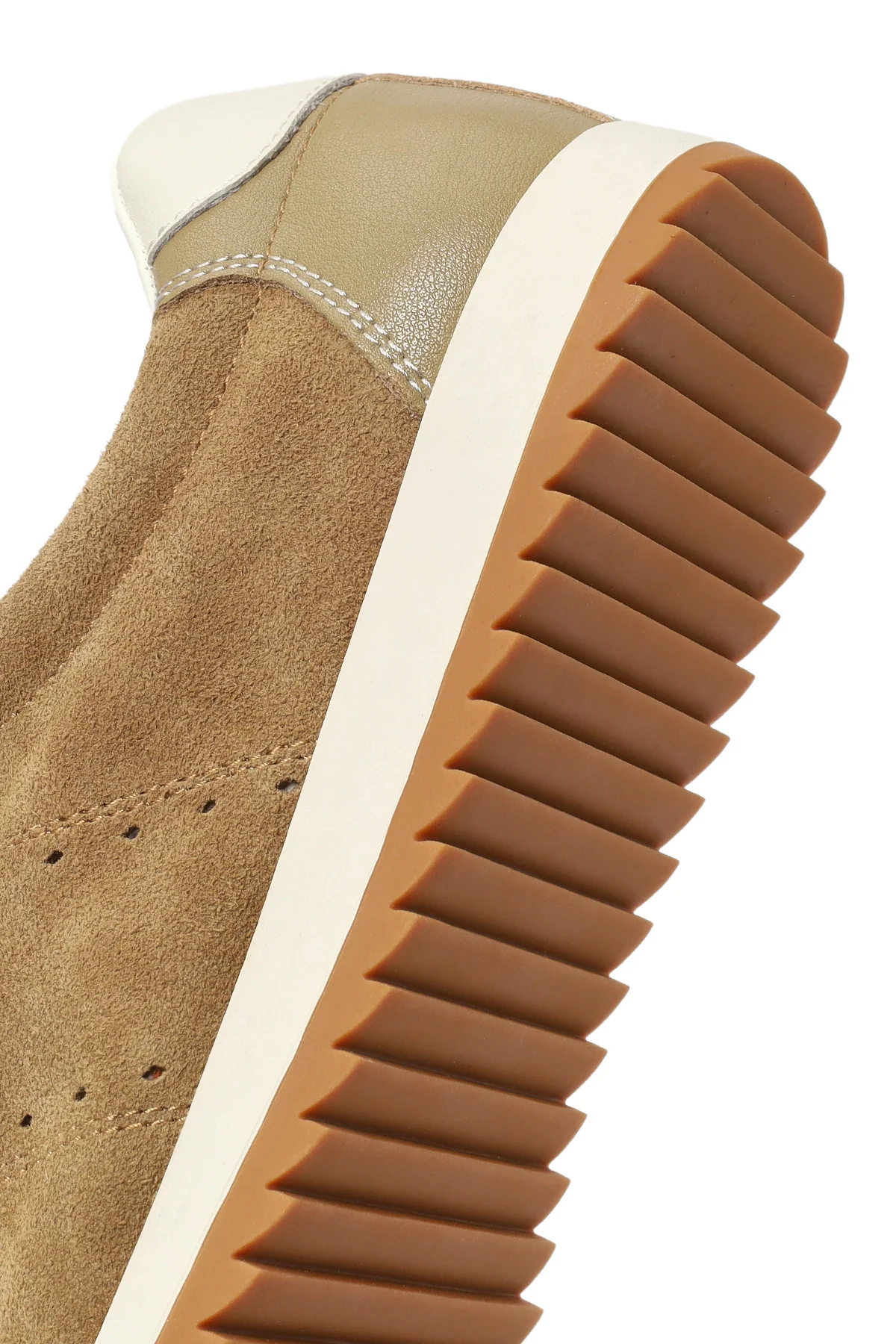 Kadın Bej Bağcıklı Süet Deri Sneaker - Image 9