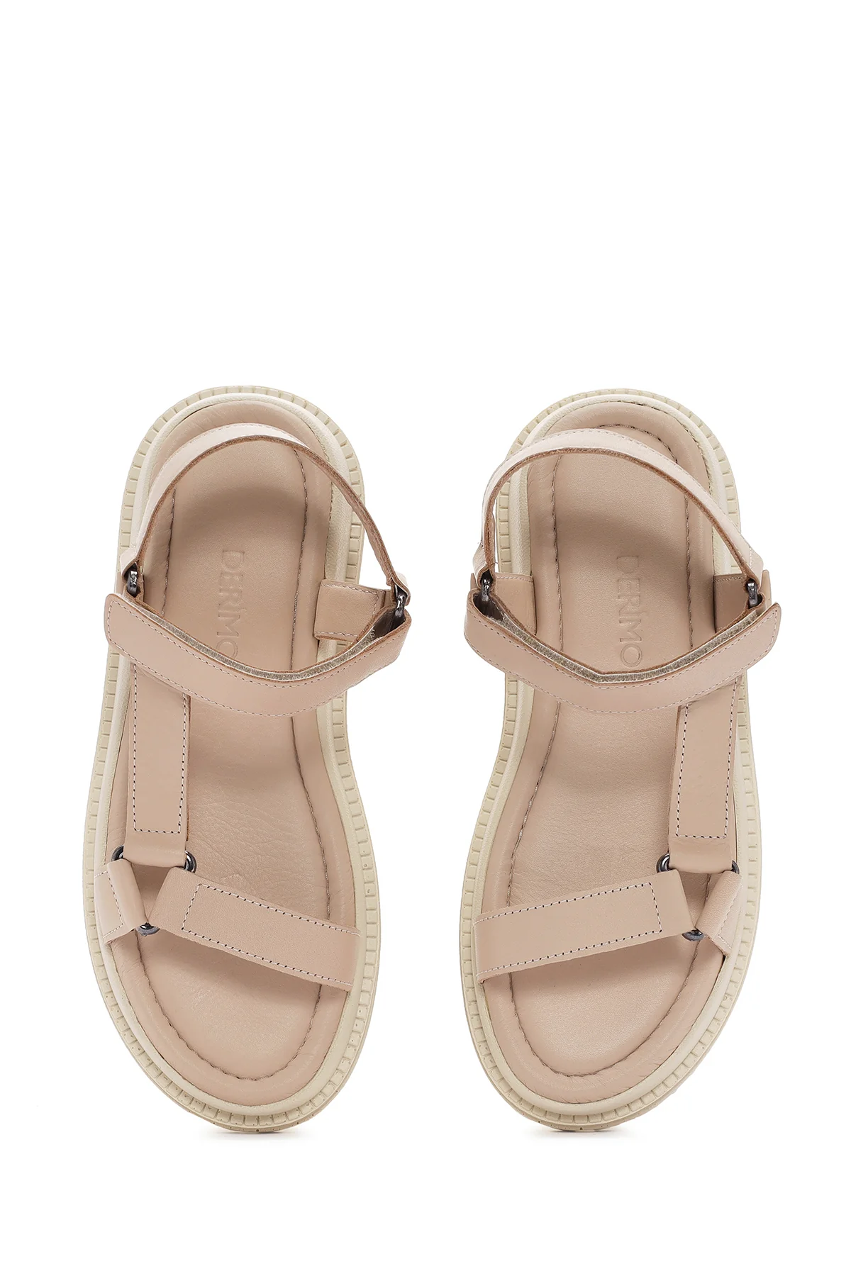 Kadın Bej Bilekten Bantlı Deri Comfort Sandalet - Image 7