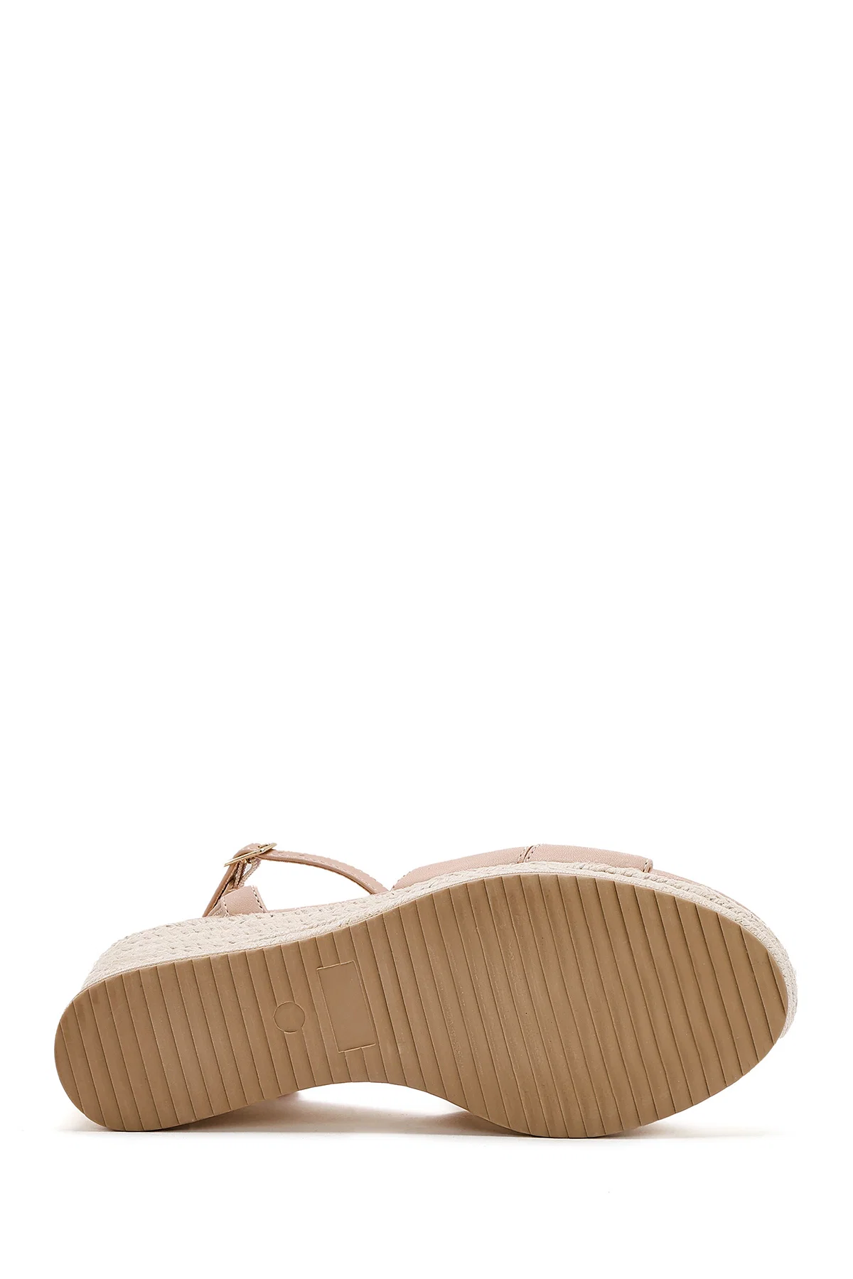 Kadın Bej Bilekten Tokalı Dolgu Topuklu Espadril Sandalet - Image 5