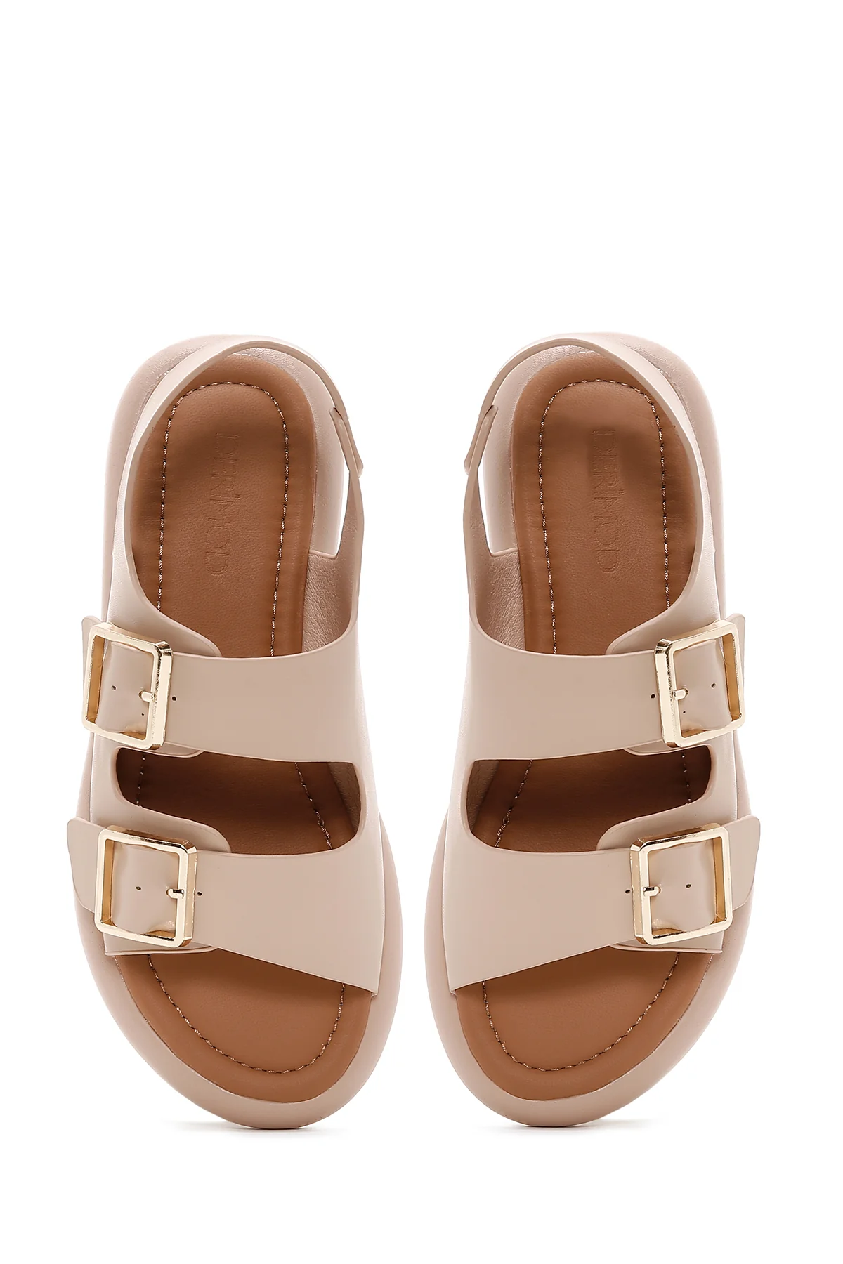 Kadın Bej Çift Tokalı Comfort Sandalet - Image 6