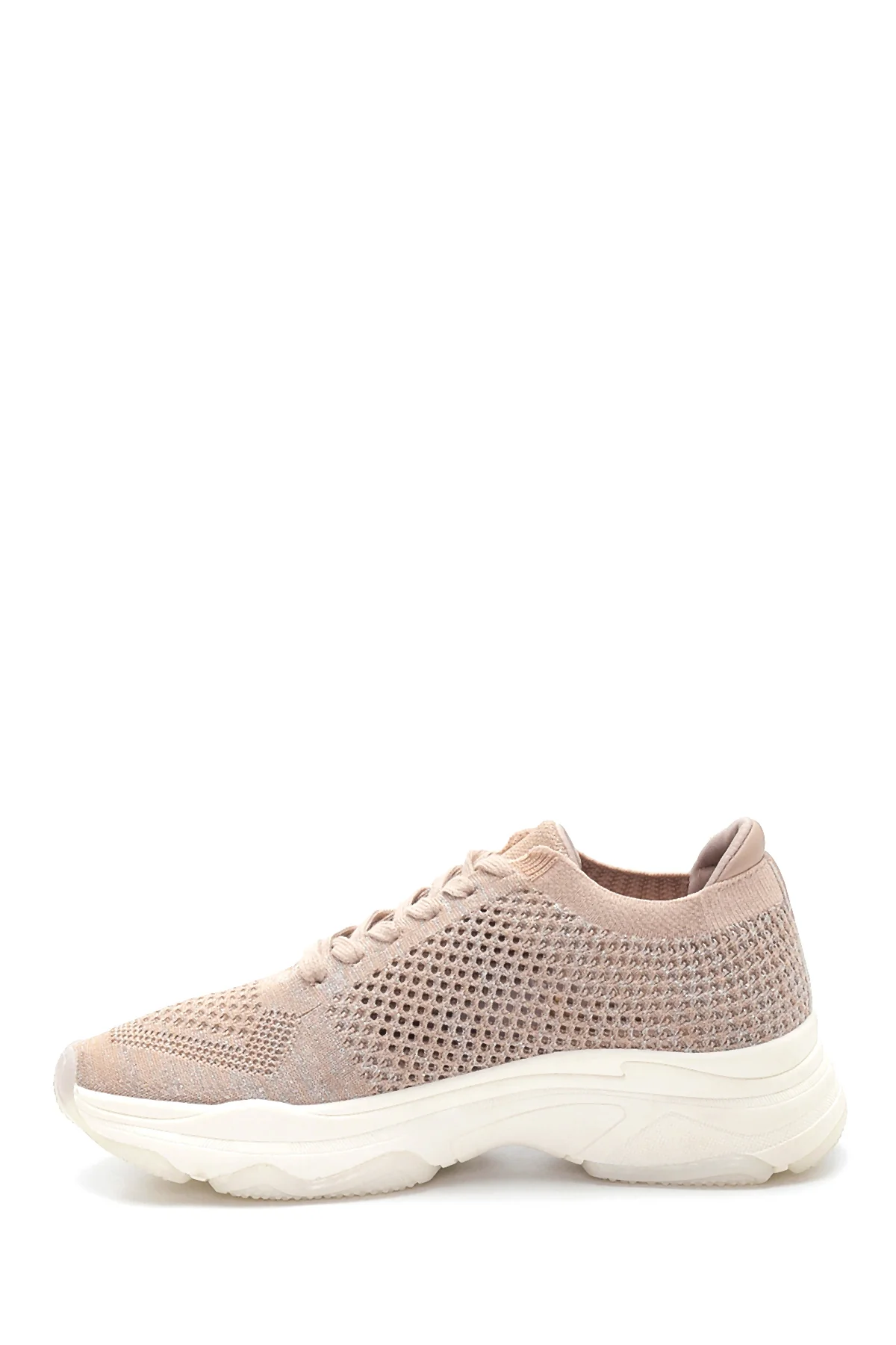 Kadın Bej Delikli Sneaker - Image 2