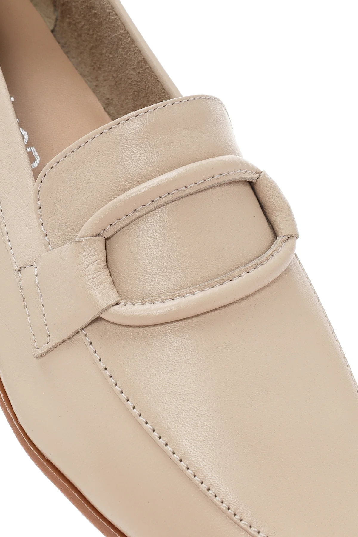 Kadın Bej Deri Casual Loafer - Image 9