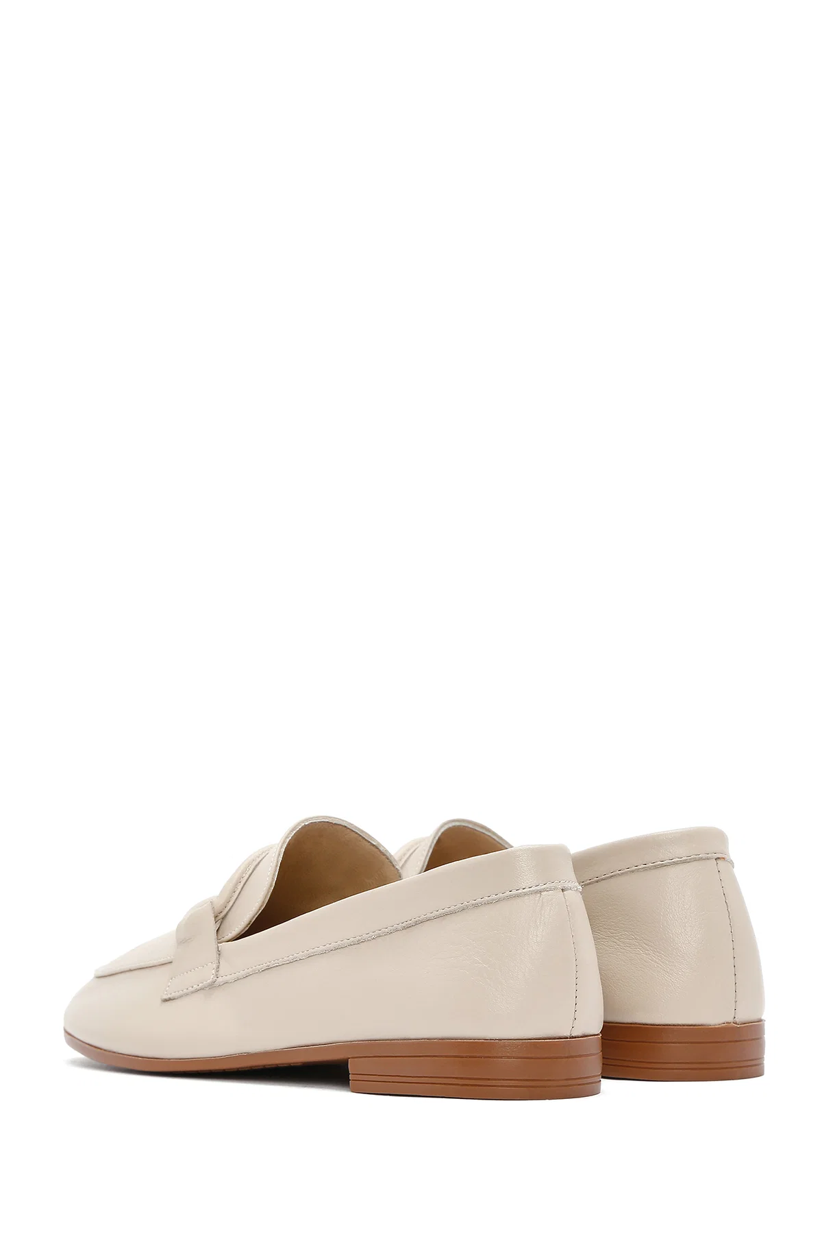 Kadın Bej Deri Casual Loafer - Image 5