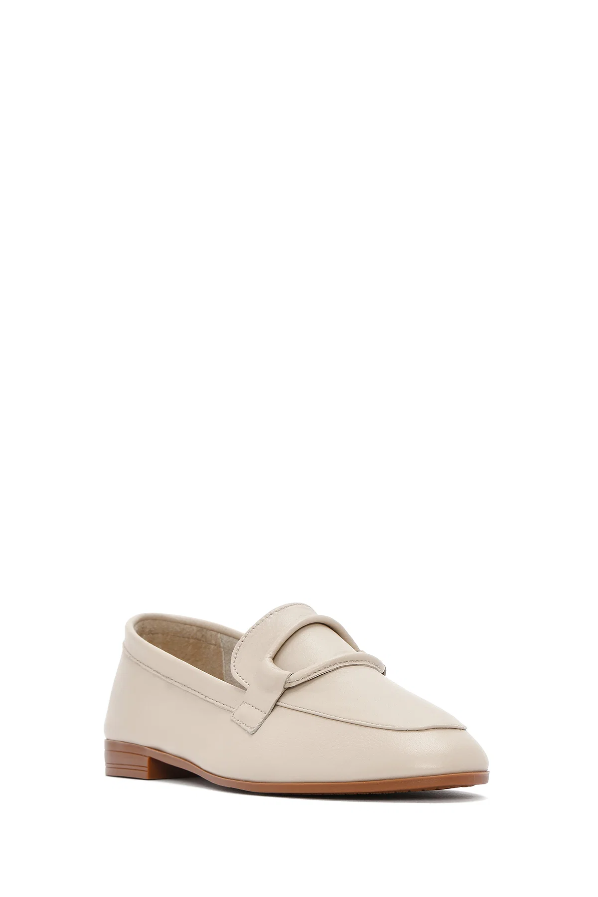 Kadın Bej Deri Casual Loafer - Image 6
