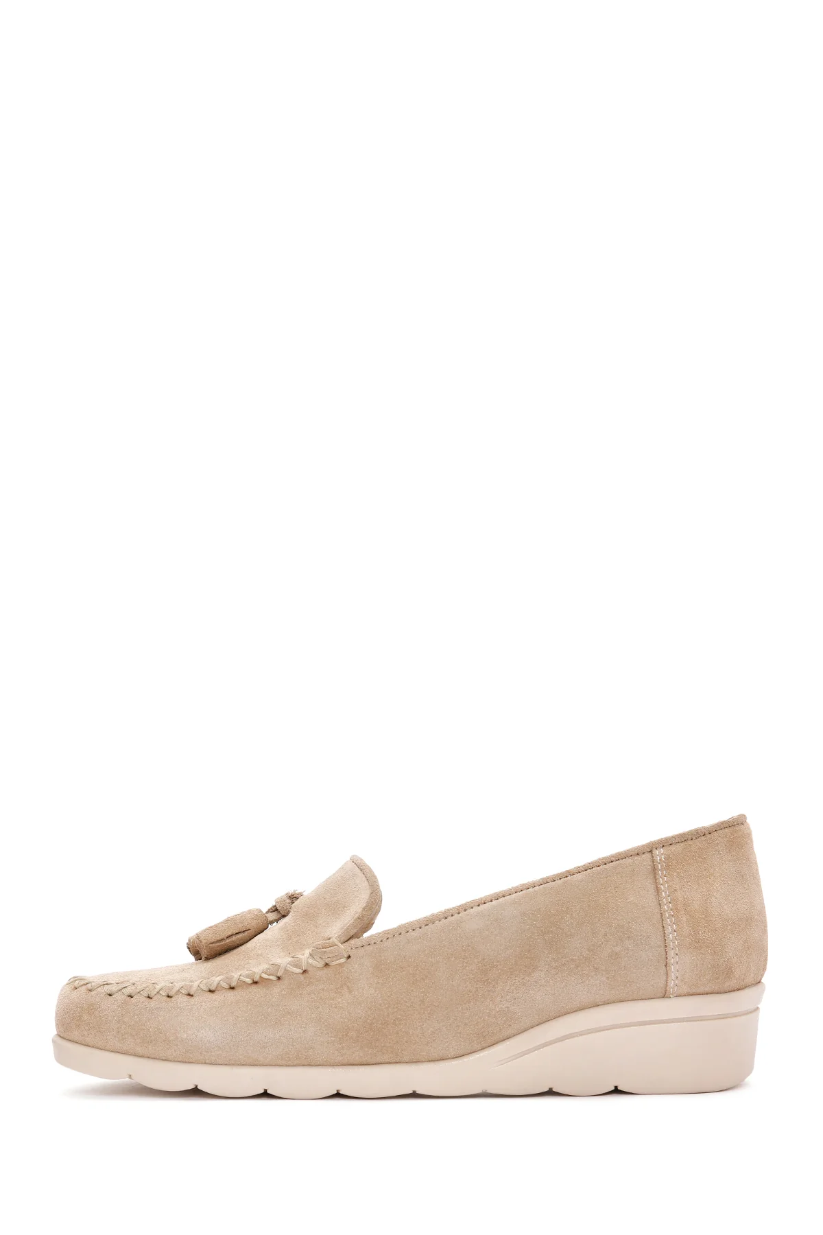 Kadın Bej Deri Comfort Loafer - Image 2