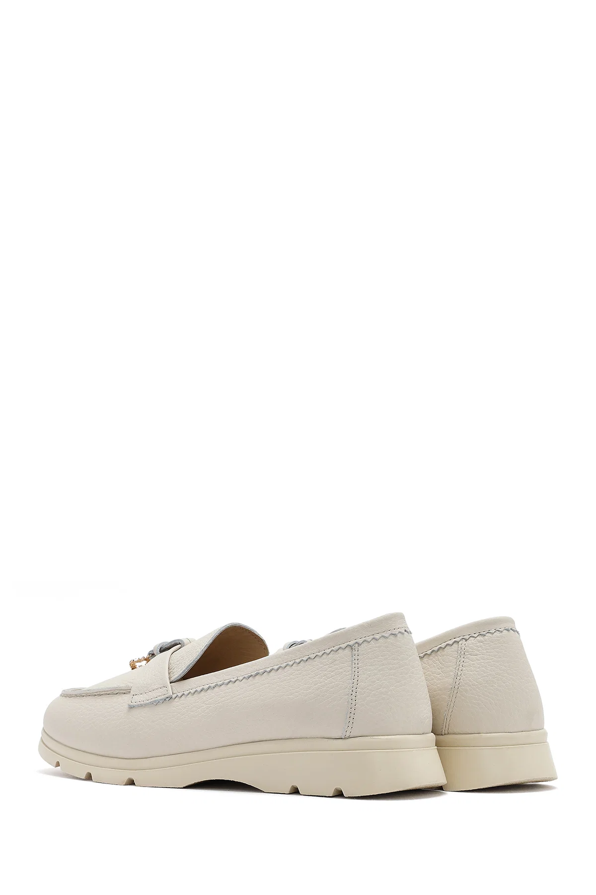 Kadın Bej Deri Comfort Loafer - Image 5