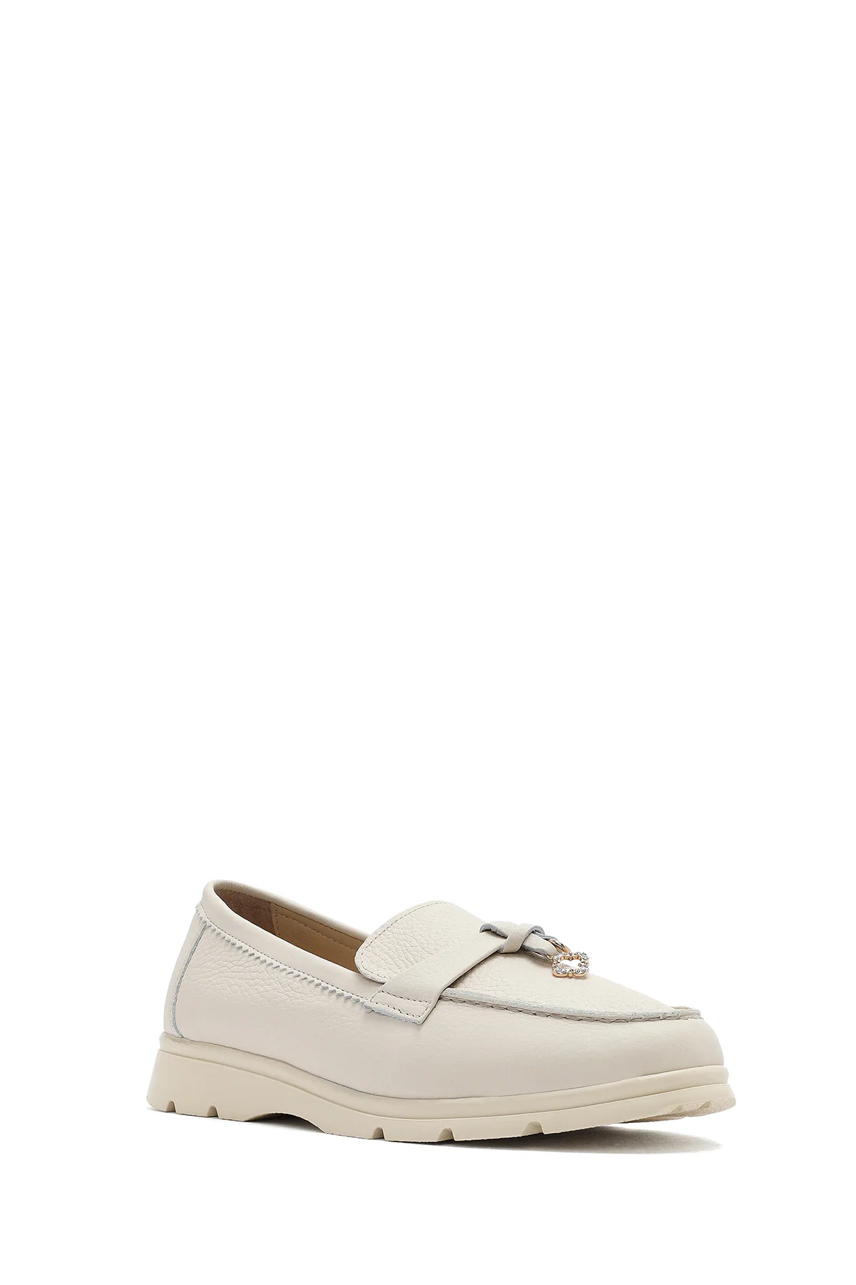 Kadın Bej Deri Comfort Loafer - Image 6
