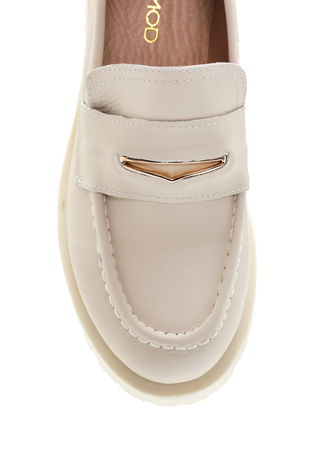 Kadın Bej Deri Loafer - Image 6