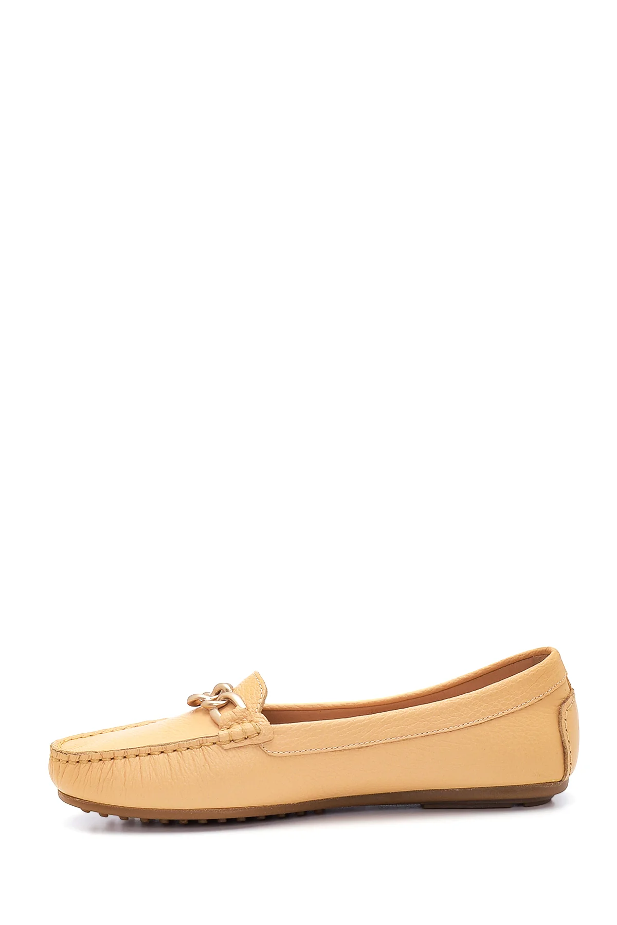 Kadın Bej Deri Loafer - Image 2