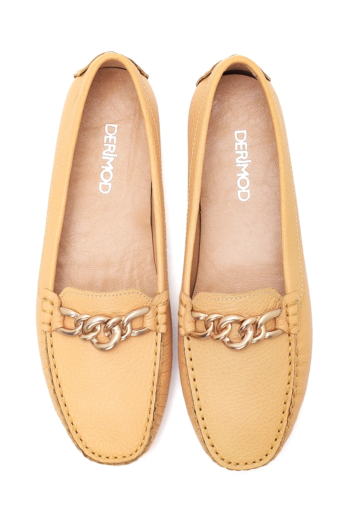 Kadın Bej Deri Loafer - Image 7