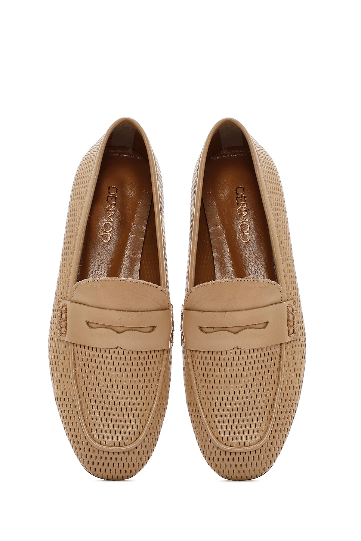 Kadın Bej Deri Loafer - Image 7