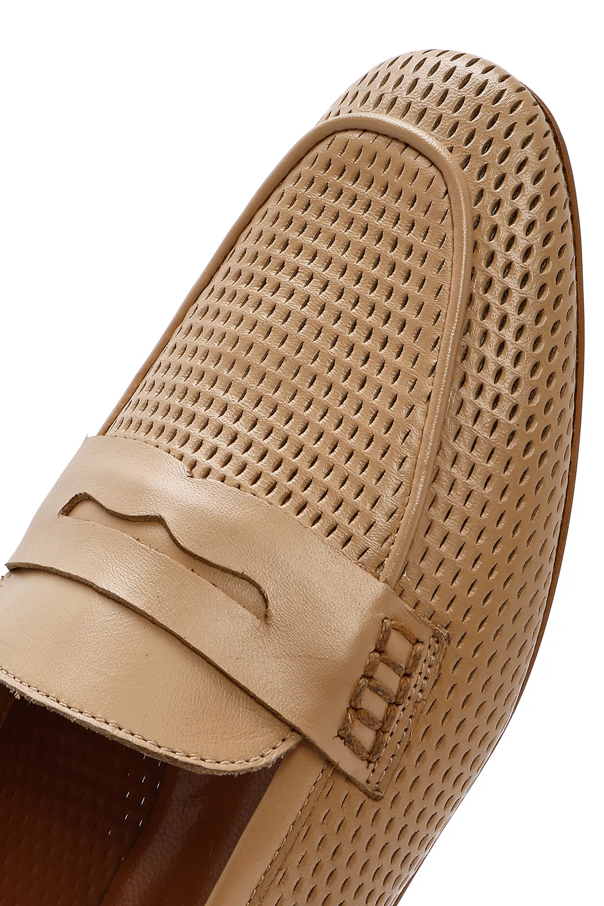 Kadın Bej Deri Loafer - Image 8