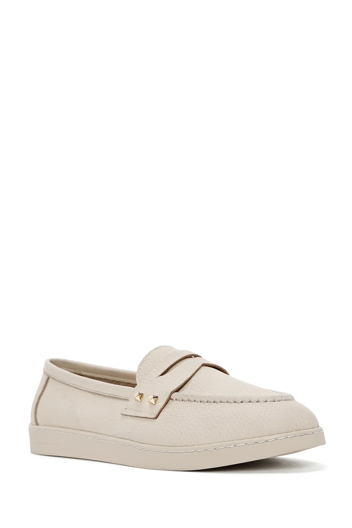 Kadın Bej Deri Loafer - Image 7