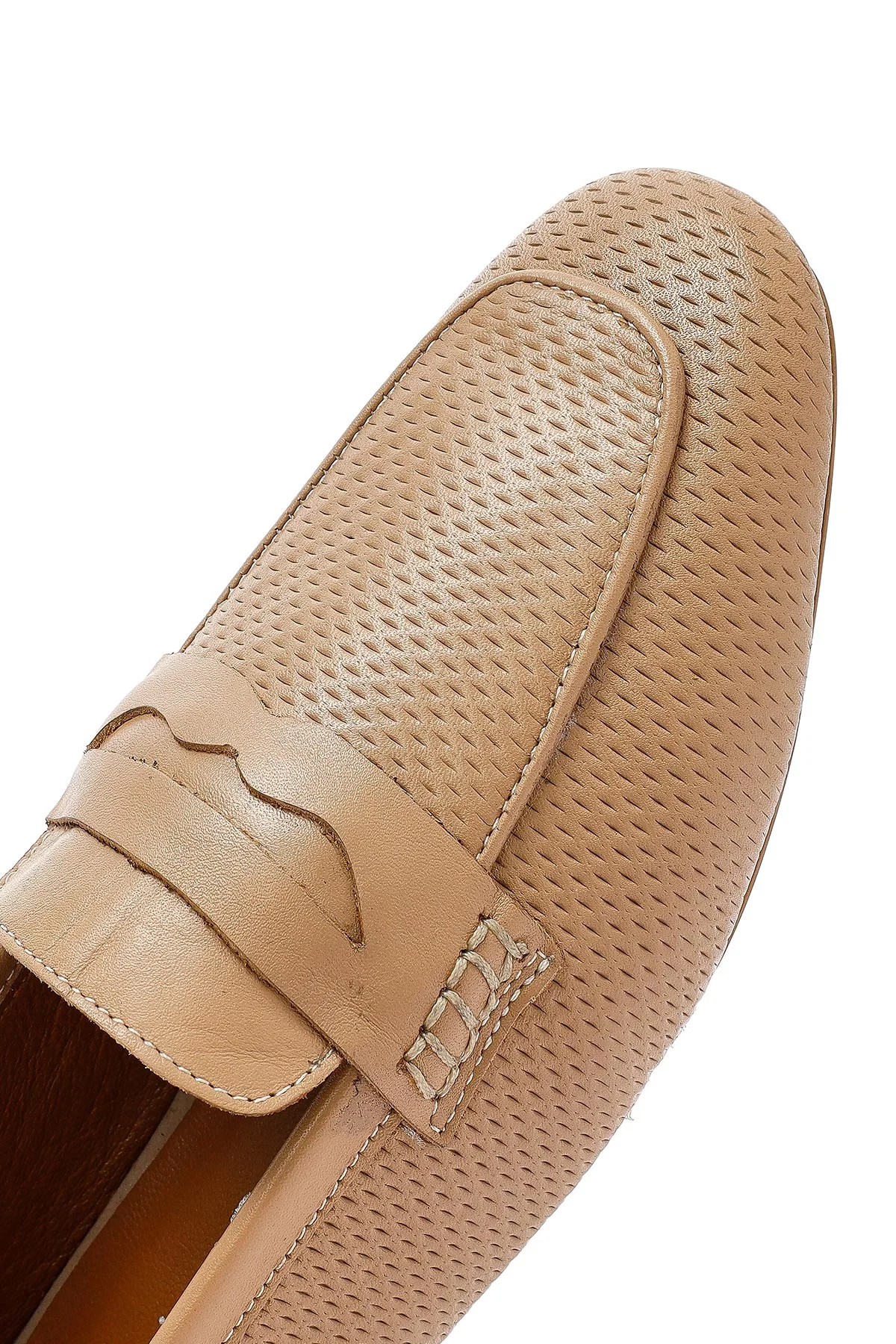 Kadın Bej Deri Loafer - Image 10
