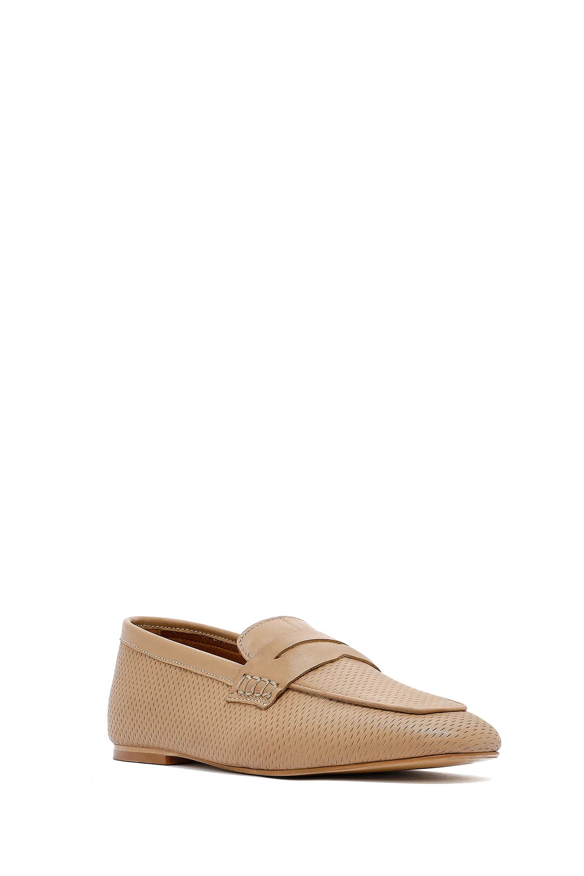 Kadın Bej Deri Loafer - Image 6