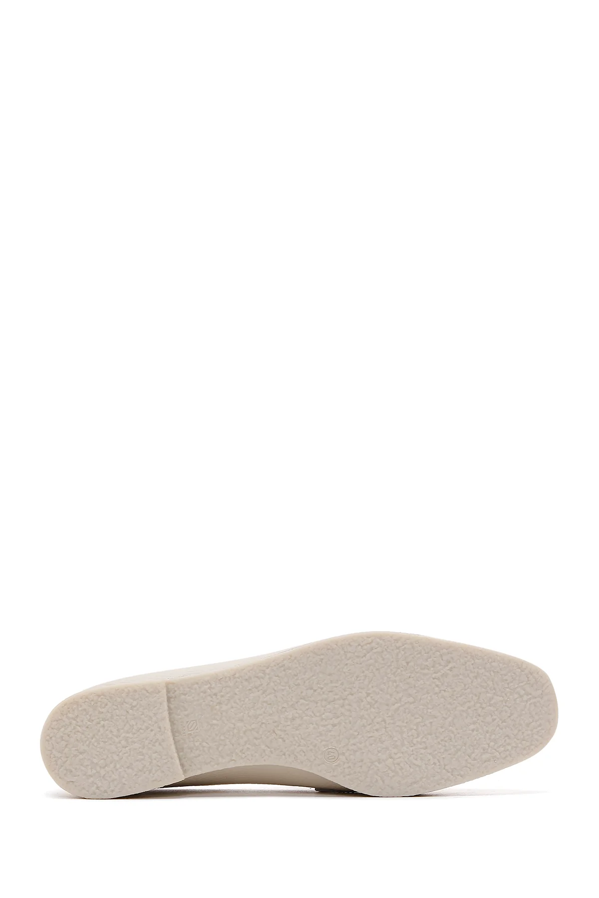 Kadın Bej Deri Maskülen Loafer - Image 4