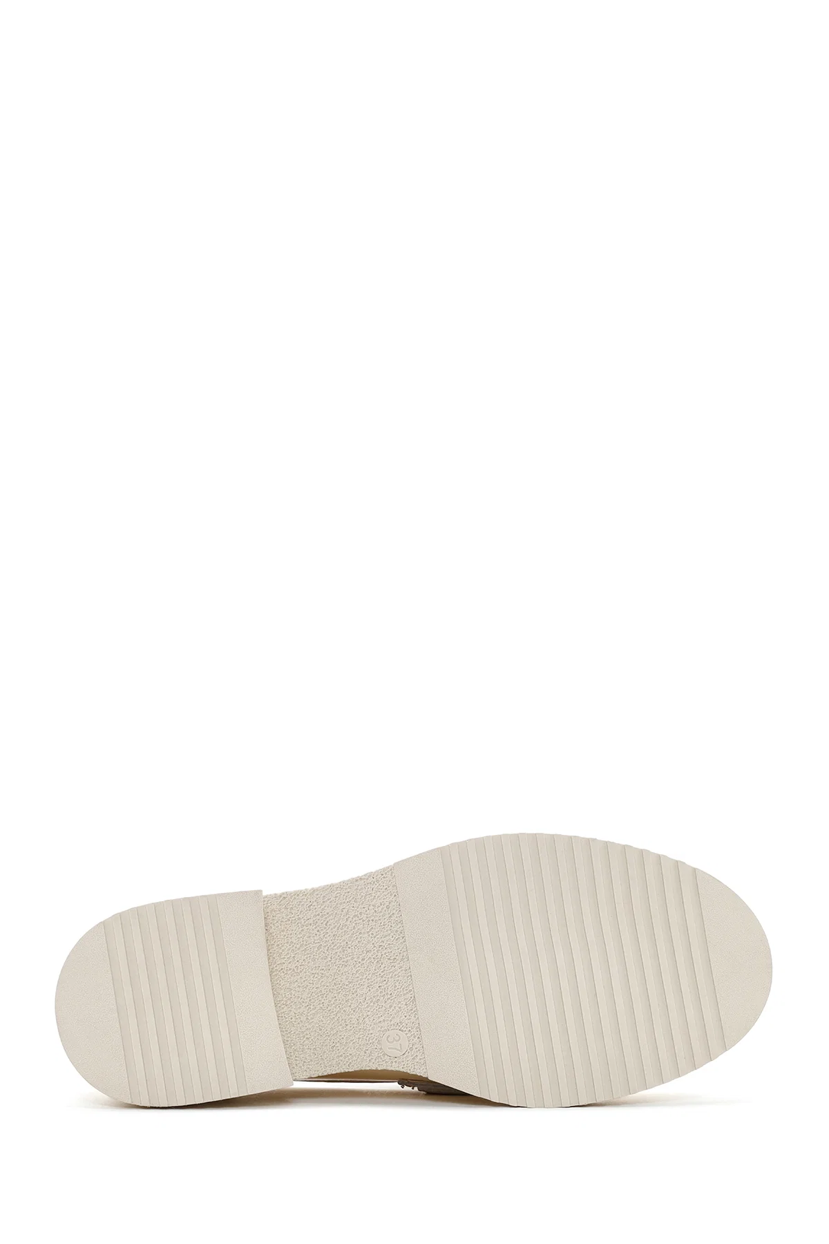 Kadın Bej Deri Rugan Maskülen Loafer - Image 4