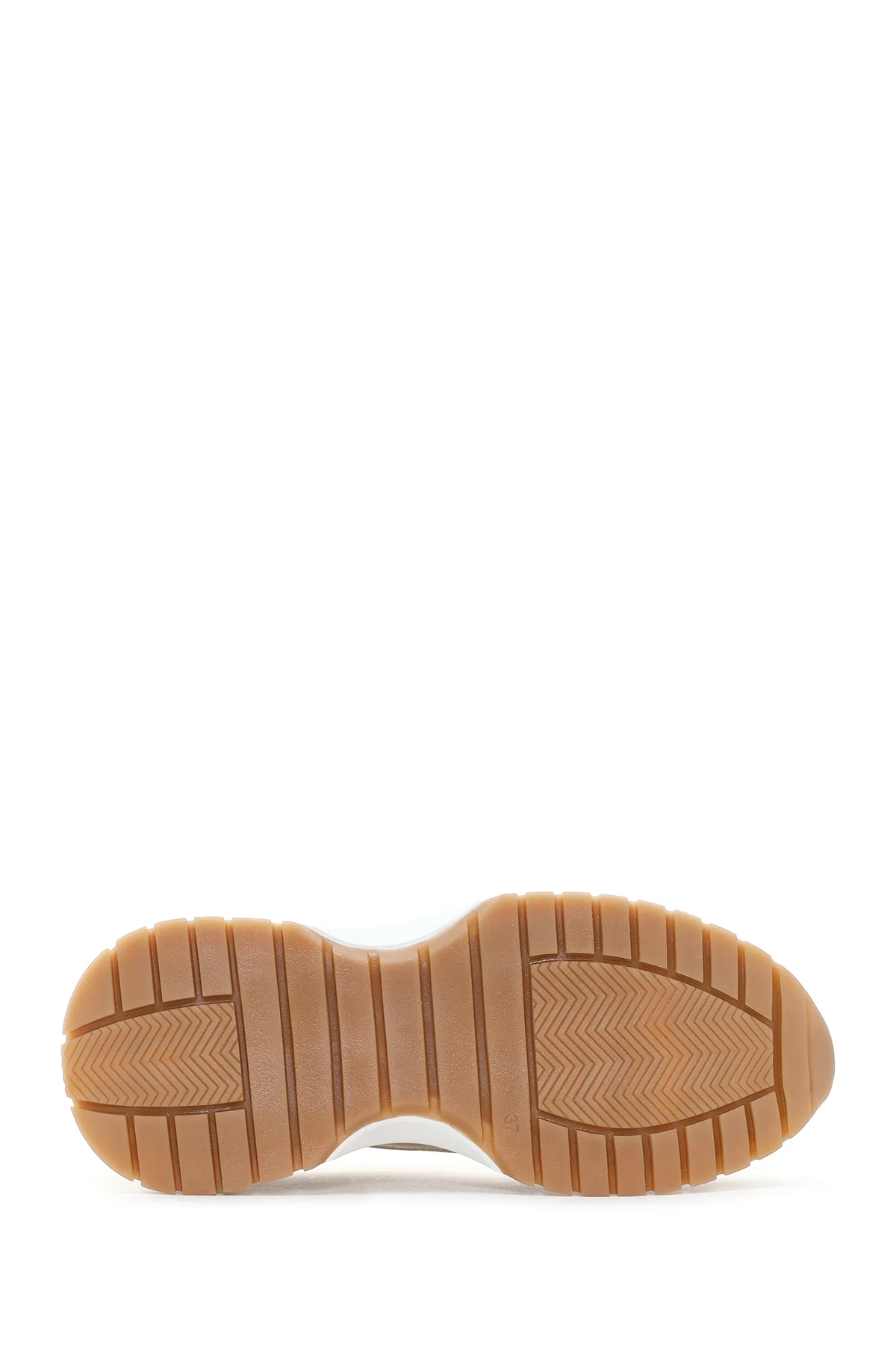 Kadın Bej Deri Süet Detaylı Sneaker - Image 5
