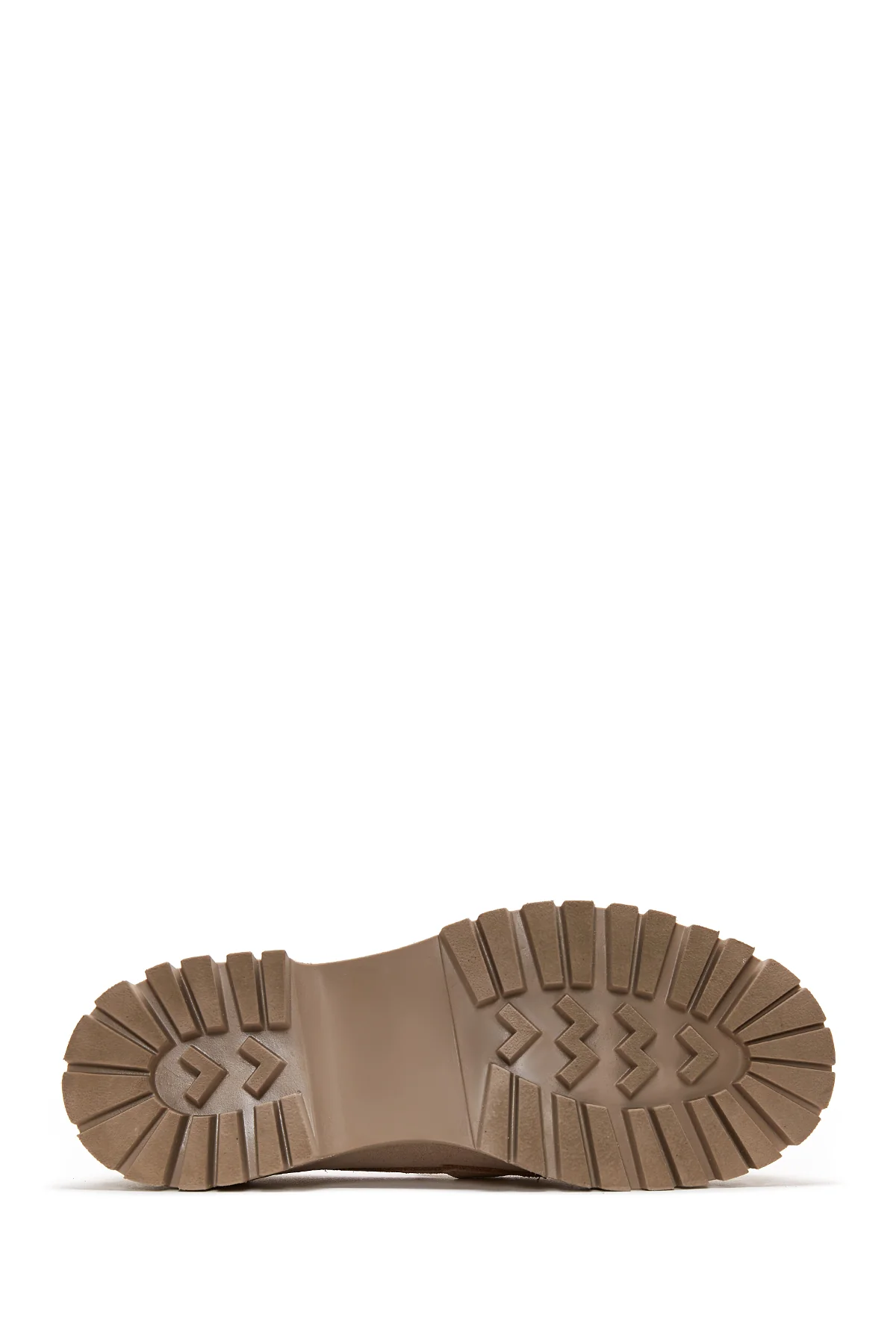 Kadın Bej Deri Süet Maskülen Loafer - Image 4