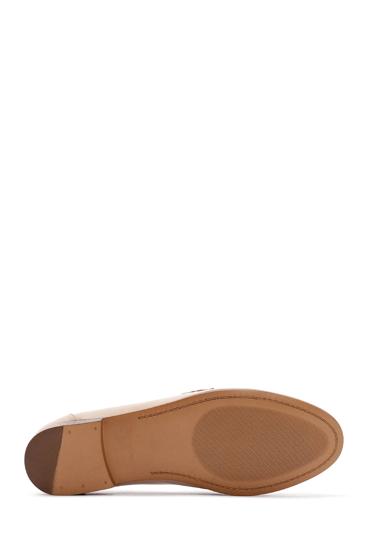 Kadın Bej Deri Tokalı Klasik Loafer - Image 4