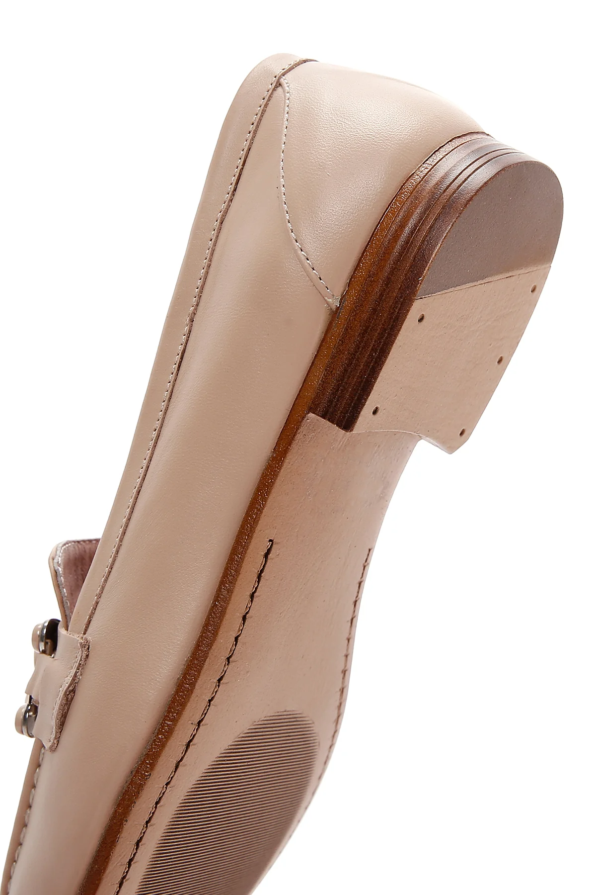 Kadın Bej Deri Tokalı Klasik Loafer - Image 8