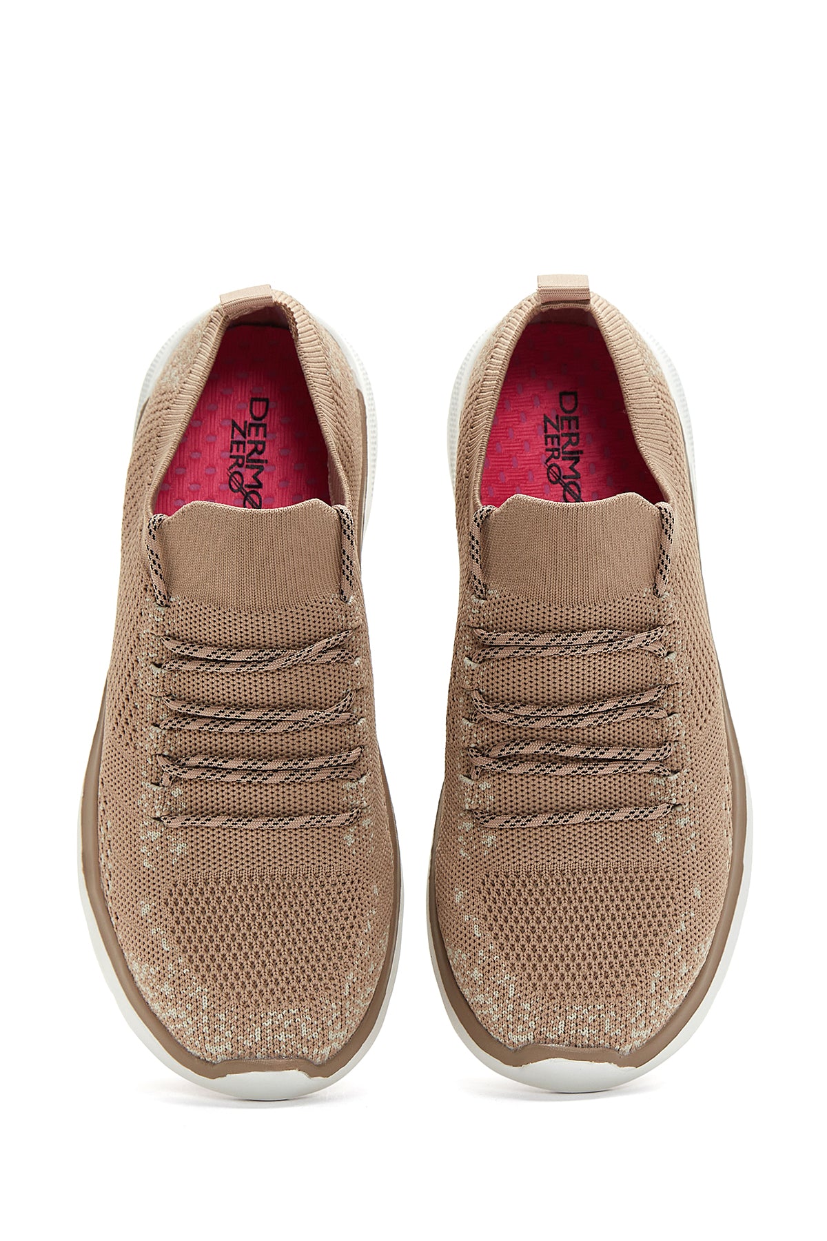 Kadın Bej Desenli Kumaş Sneaker - Image 6