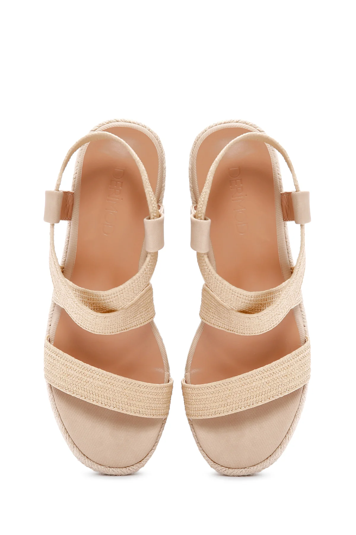 Kadın Bej Dolgu Topuklu Espadril - Image 7