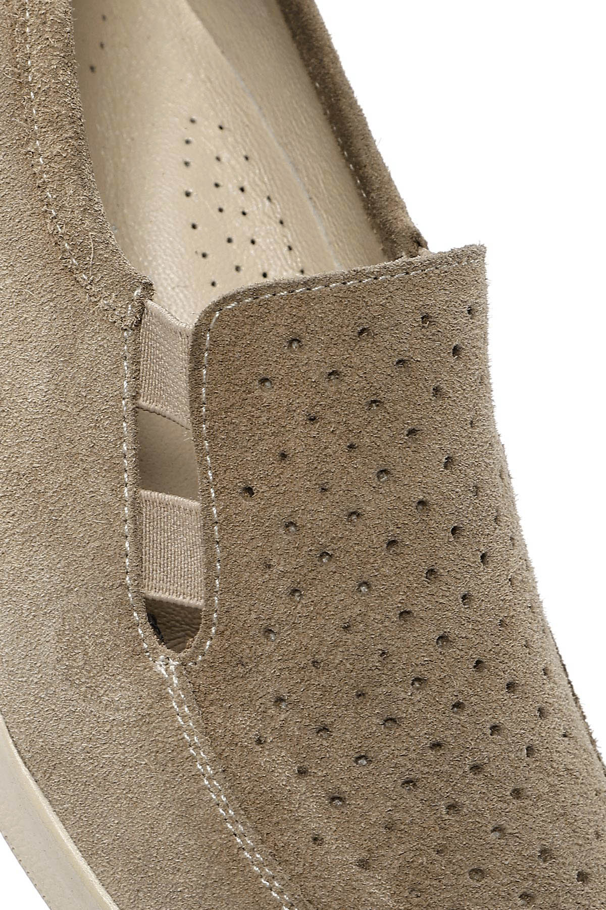 Kadın Bej Dolgu Topuklu Süet Deri Comfort Loafer - Image 8