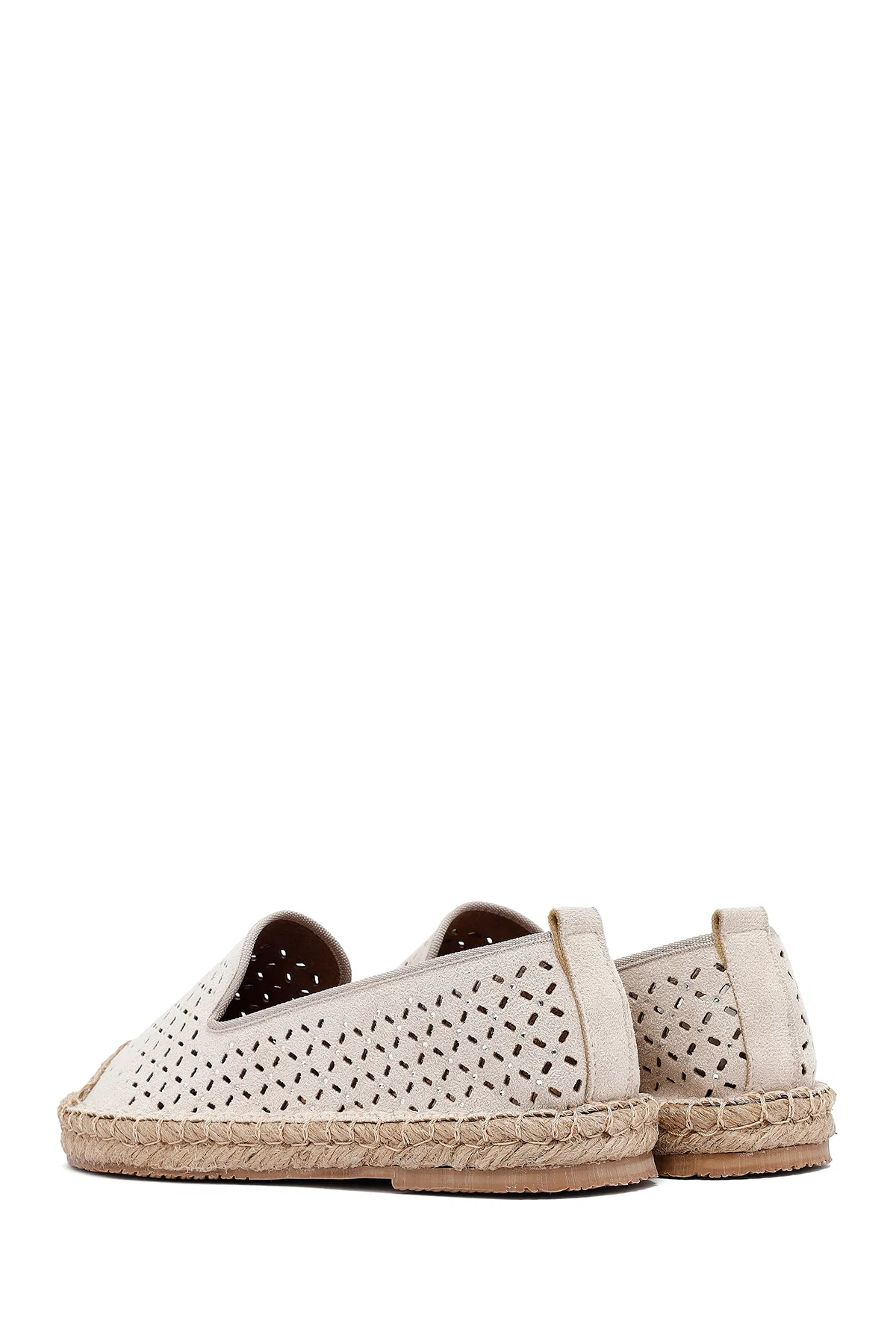 Kadın Bej Fileli Süet Espadril - Image 5