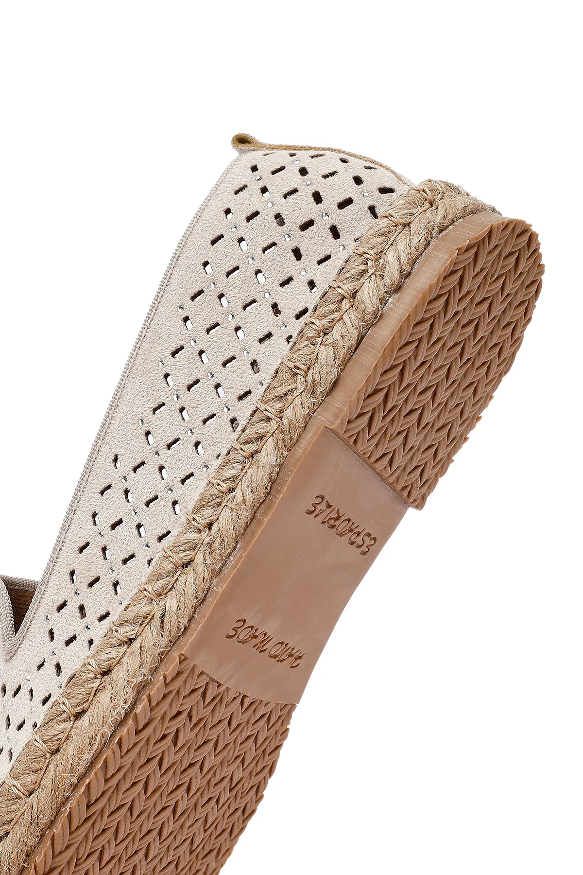 Kadın Bej Fileli Süet Espadril - Image 8