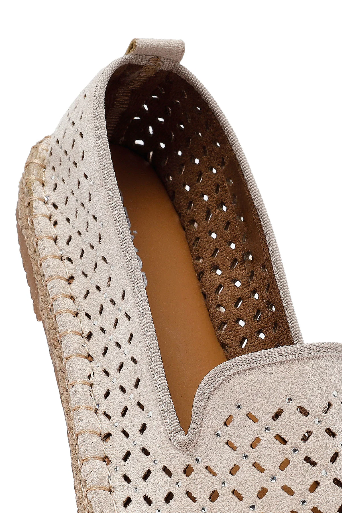 Kadın Bej Fileli Süet Espadril - Image 9
