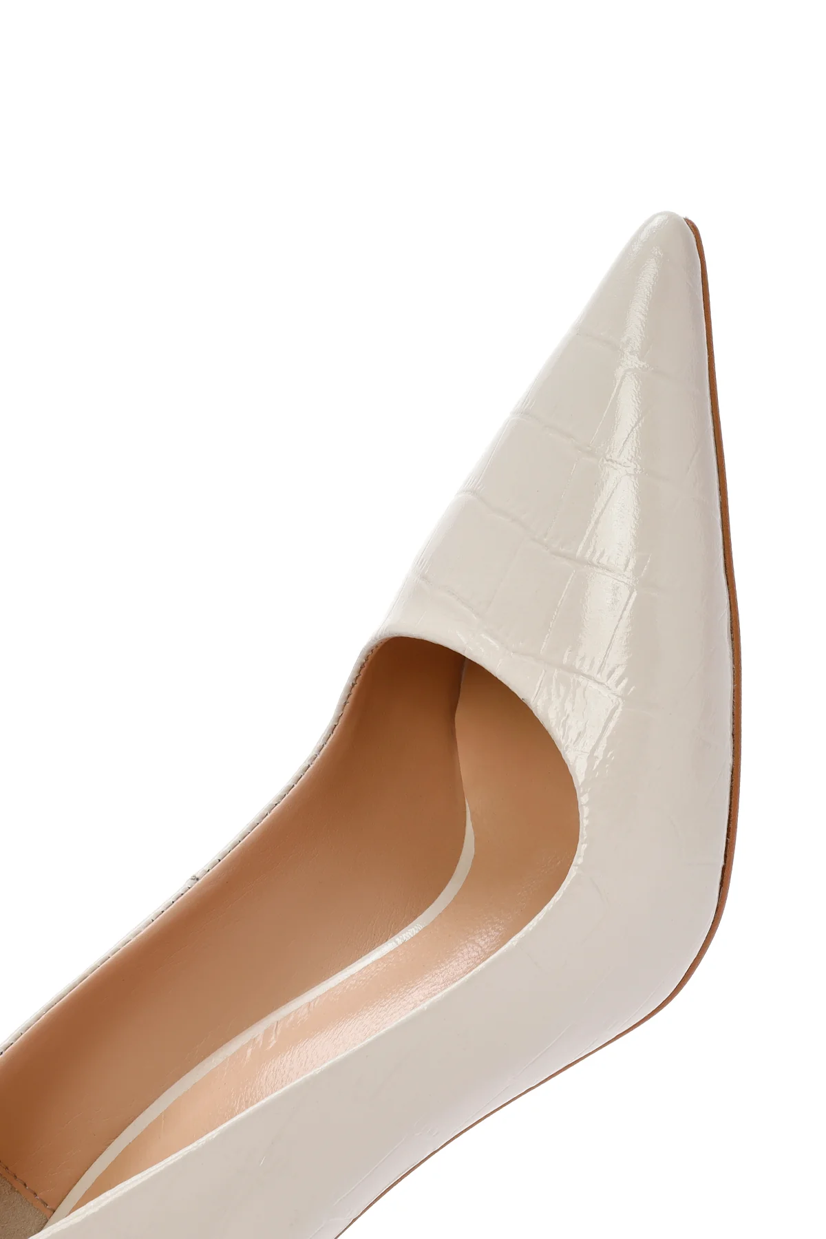 Kadın Bej İnce Topuklu Kroko Desenli Deri Stiletto - Image 11