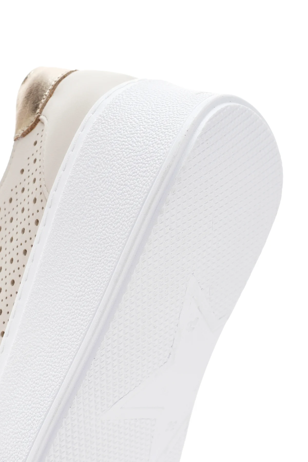 Kadın Bej Kalın Tabanlı Bağcıklı Deri Sneaker - Image 8